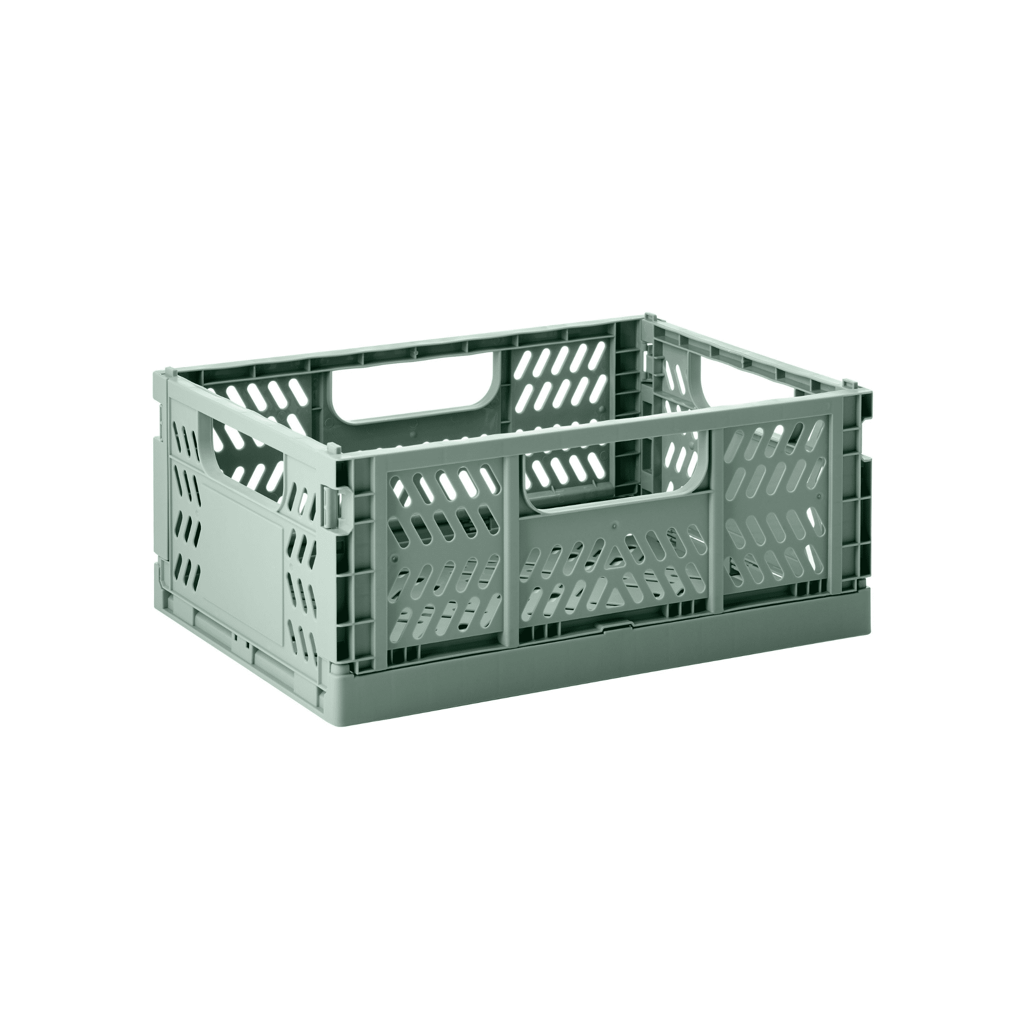 Medium Green Recycled Plastic Collapsible Storage Crate