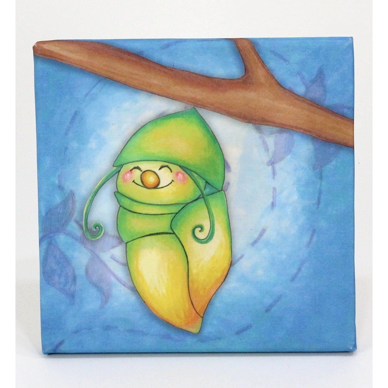 Cheerful Chrysalis Green and Yellow Canvas Wall Art