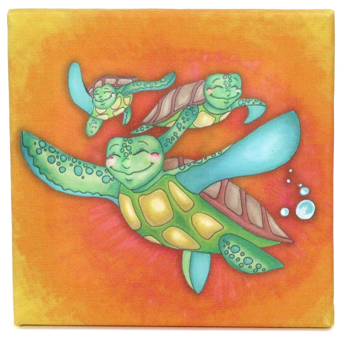 Orange Sea Turtle Journey Canvas Art for Kids