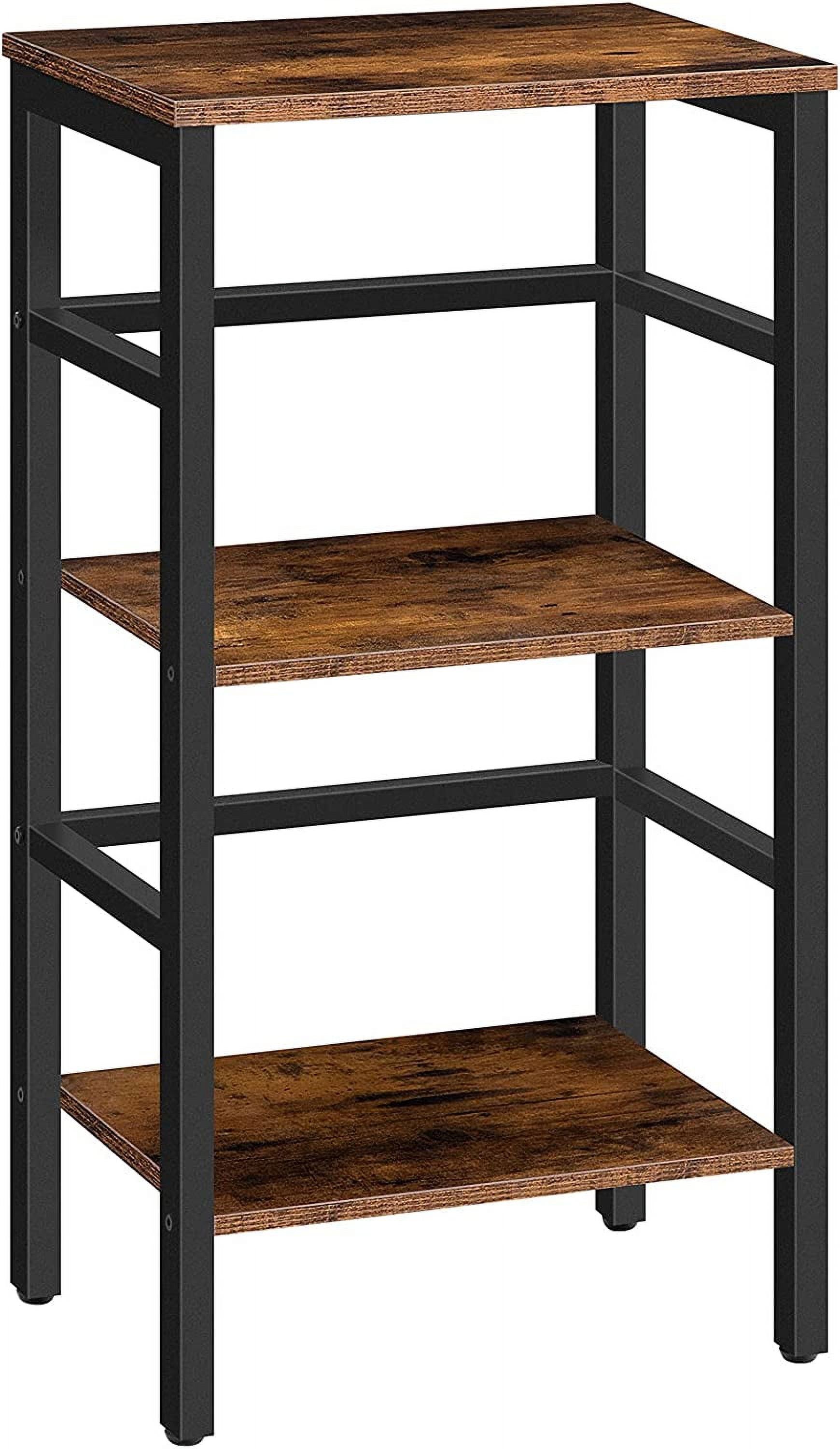 Rustic Brown and Black 3-Tier Adjustable Ladder Bookshelf