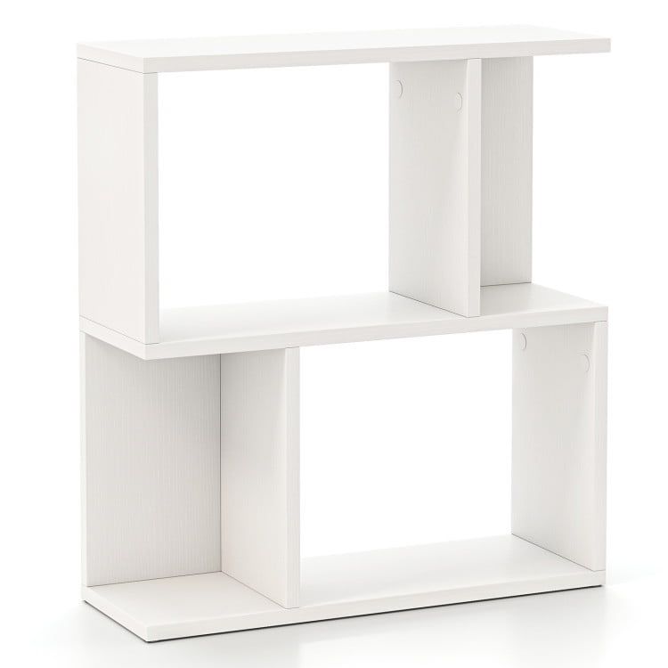 White Modern 3-Tier Bookshelf with Display Shelves