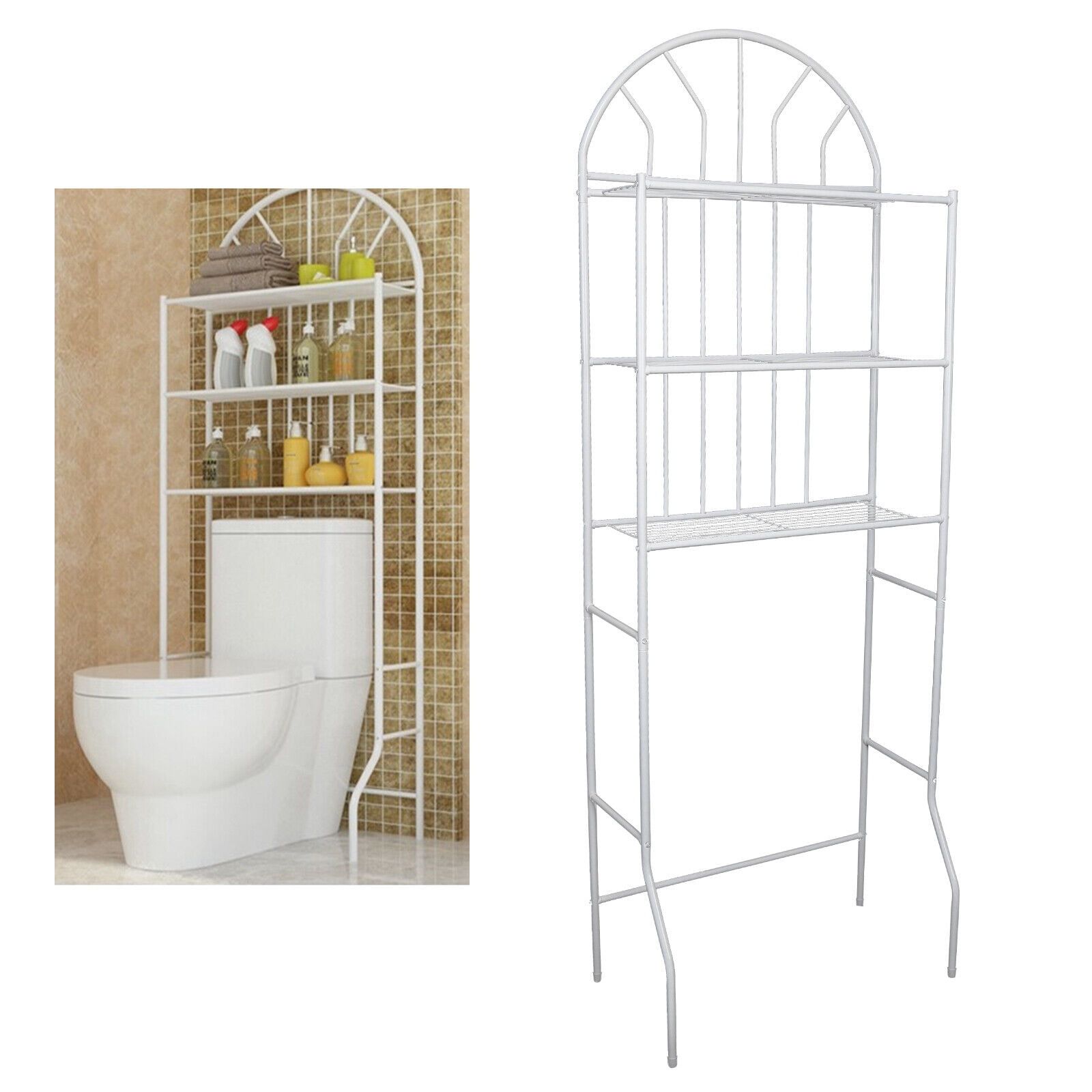 White Metal 3-Tier Over The Toilet Storage Rack