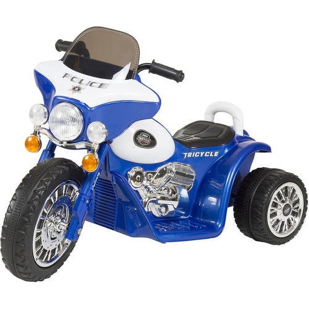 6-Volt Blue and White Kids' Mini Motorcycle Trike