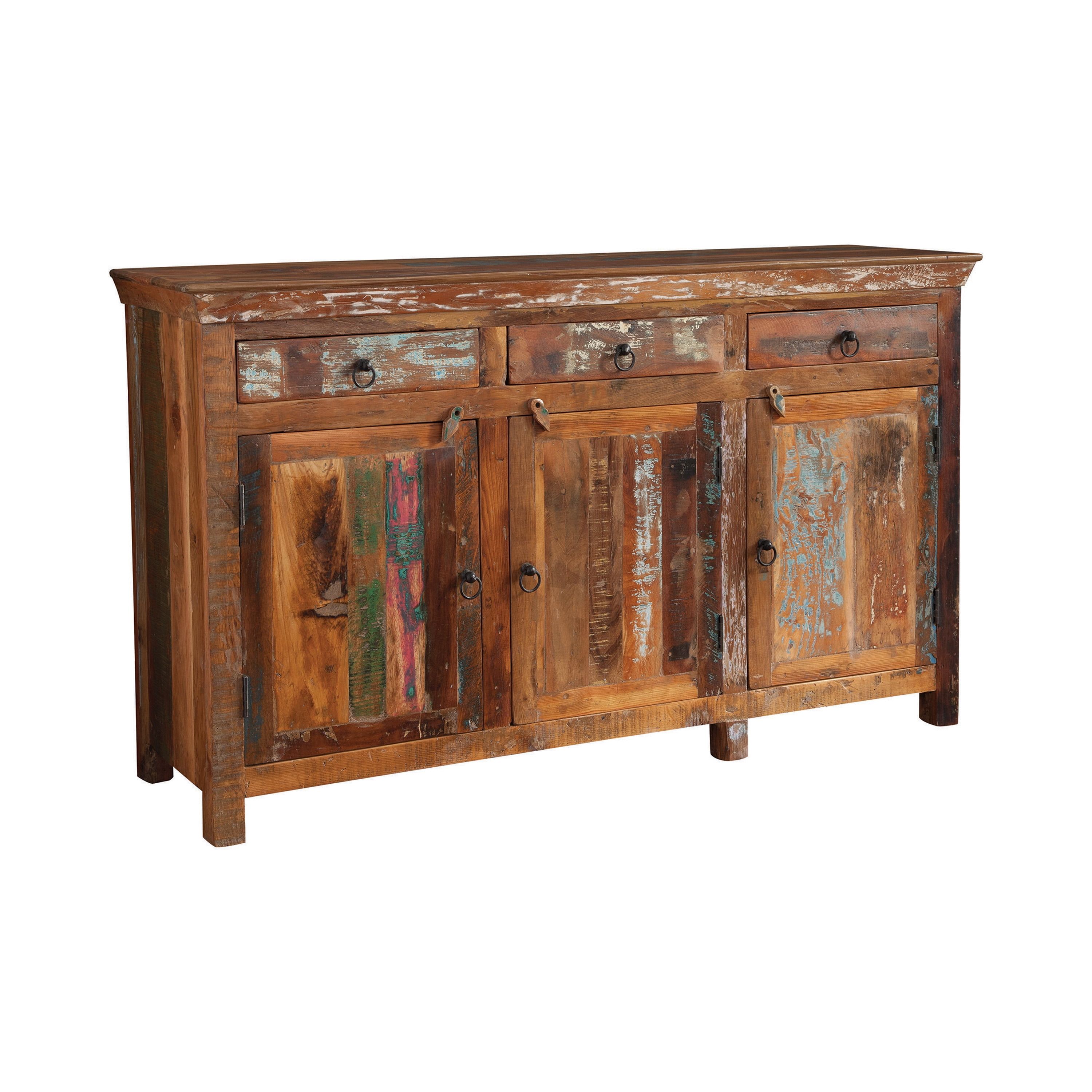 Reclaimed Wood 3-Door Brown Freestanding Accent Cabinet