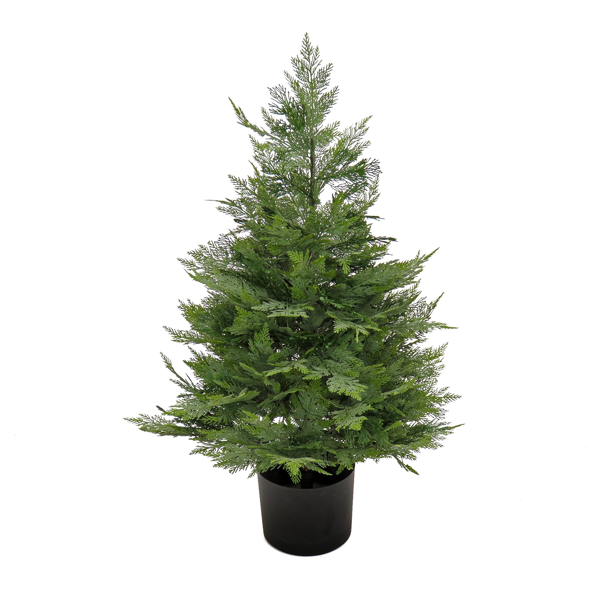 3-Foot Green Artificial Cypress Tree in Black Plastic Pot