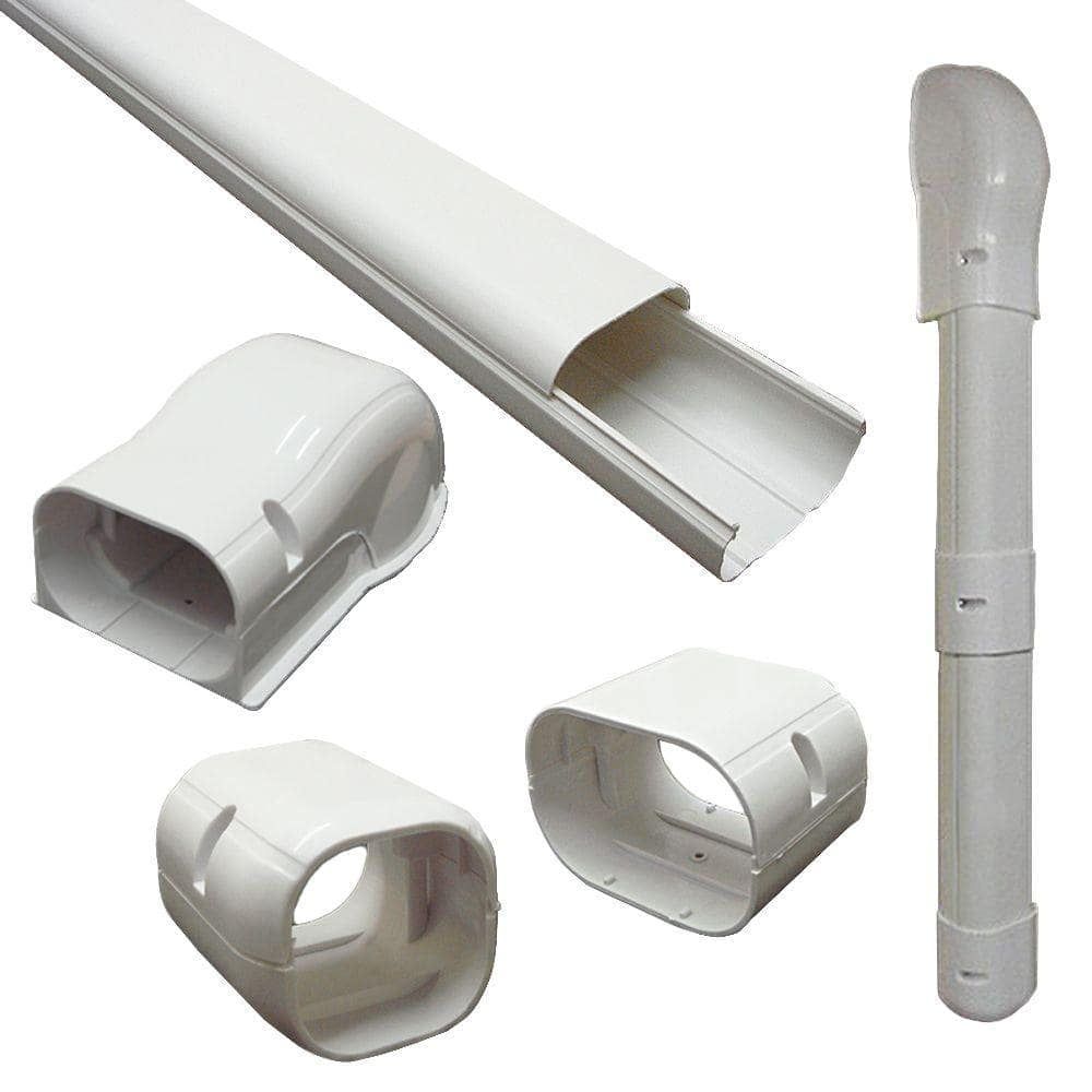 White Weather-Resistant Mini Split Line Set Cover Kit, 3" x 7.5 ft.