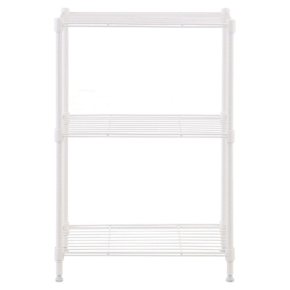 Adjustable White Steel 3-Tier Wire Shelving Unit