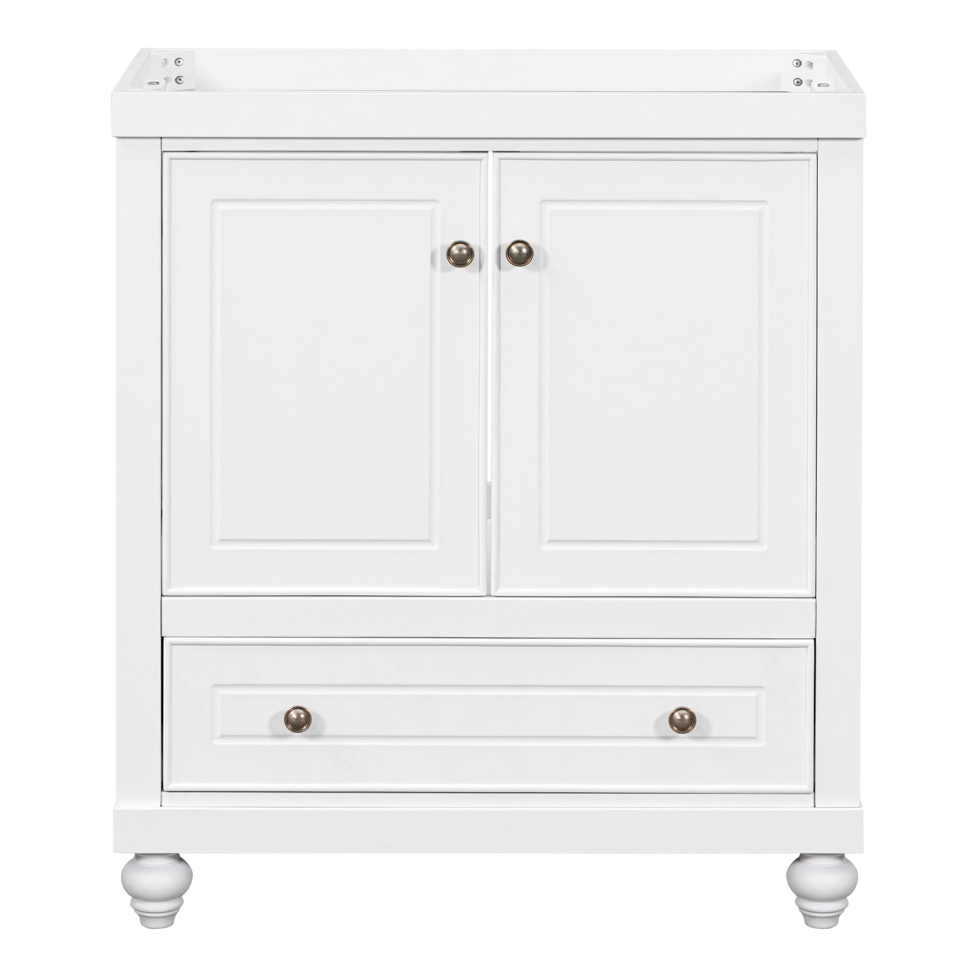 White 30" Freestanding Bathroom Vanity with Drawer and Doors