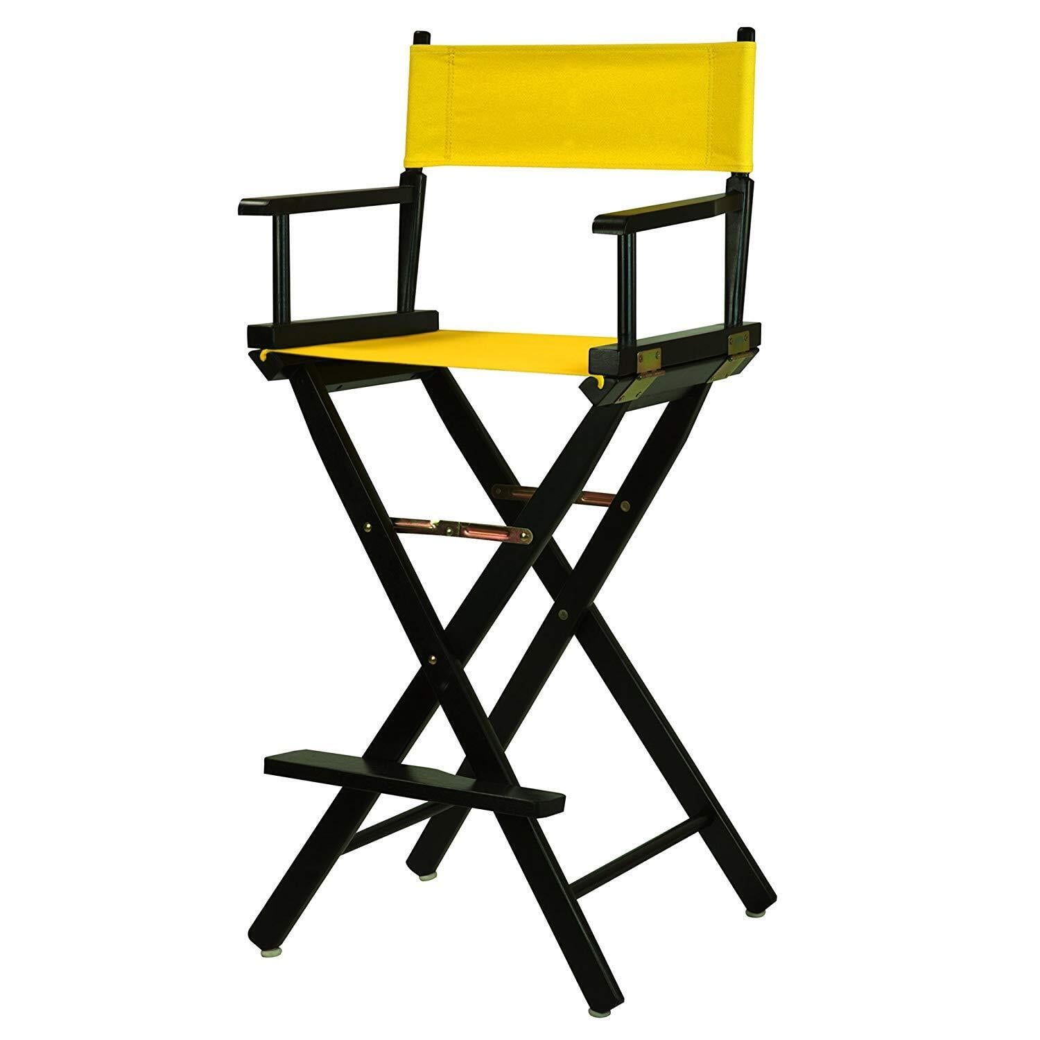 Elevated Black Wood Director's Chair with Gold Accents