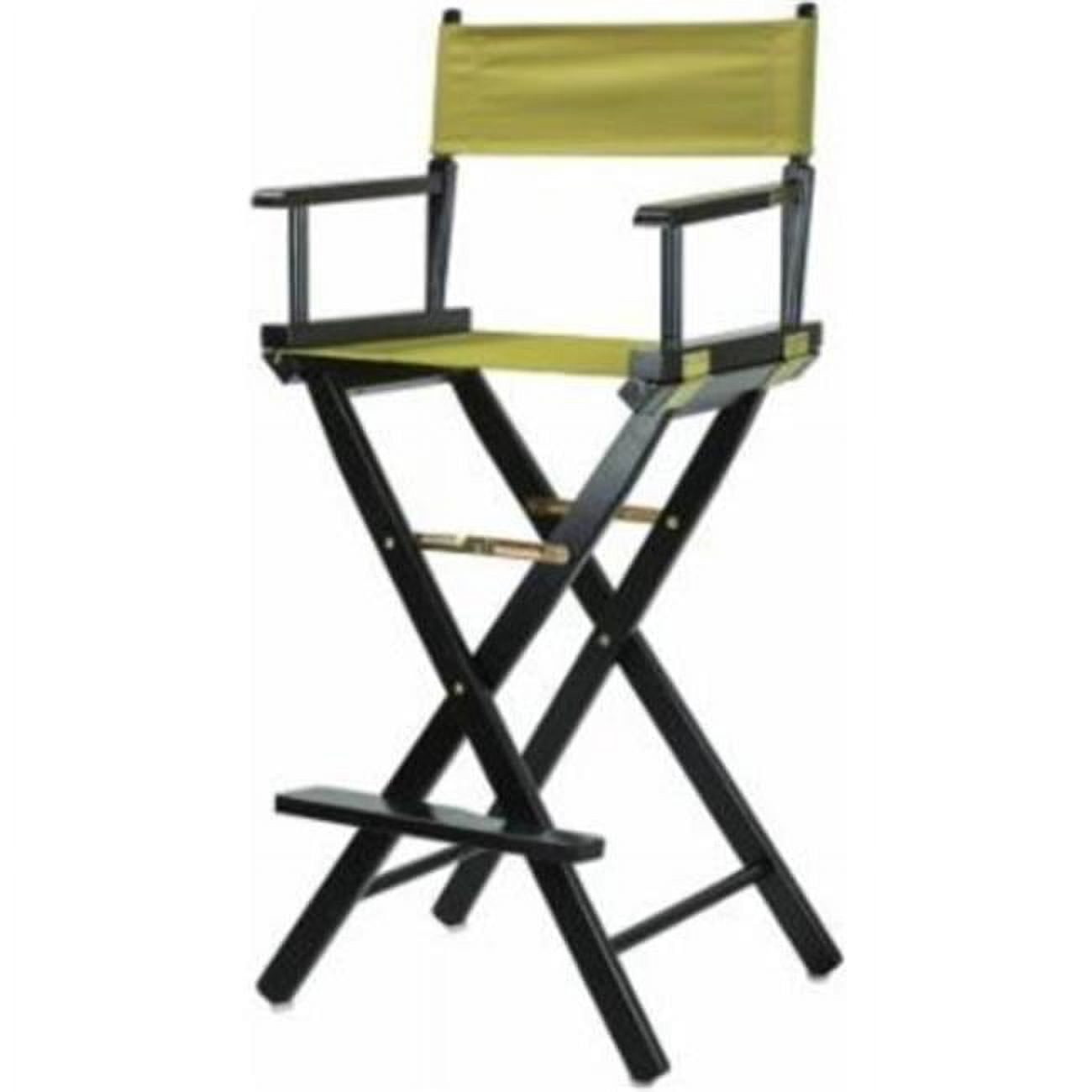 30" Black Wood Director's Chair with Olive Canvas