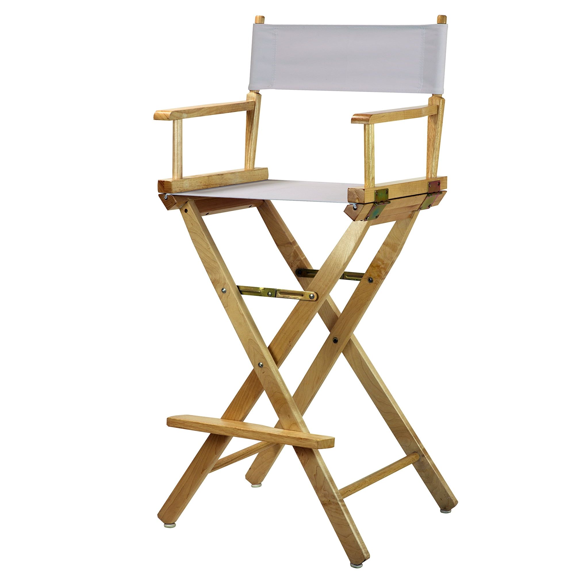 White Wood Bar Height Director's Chair with Canvas Seat