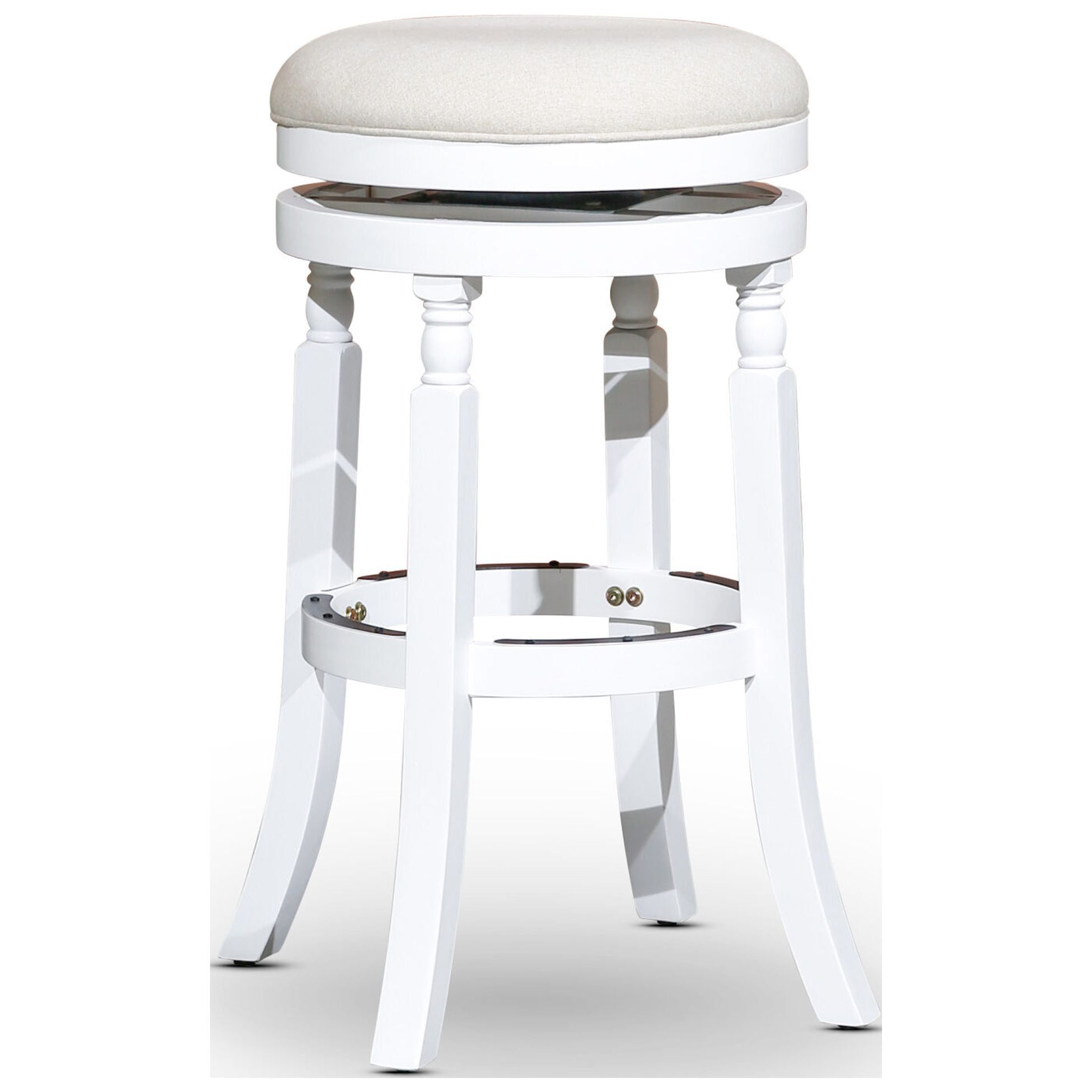 Palmer Lake 30" Swivel Bar Stool in White and Beige with Leather Seat