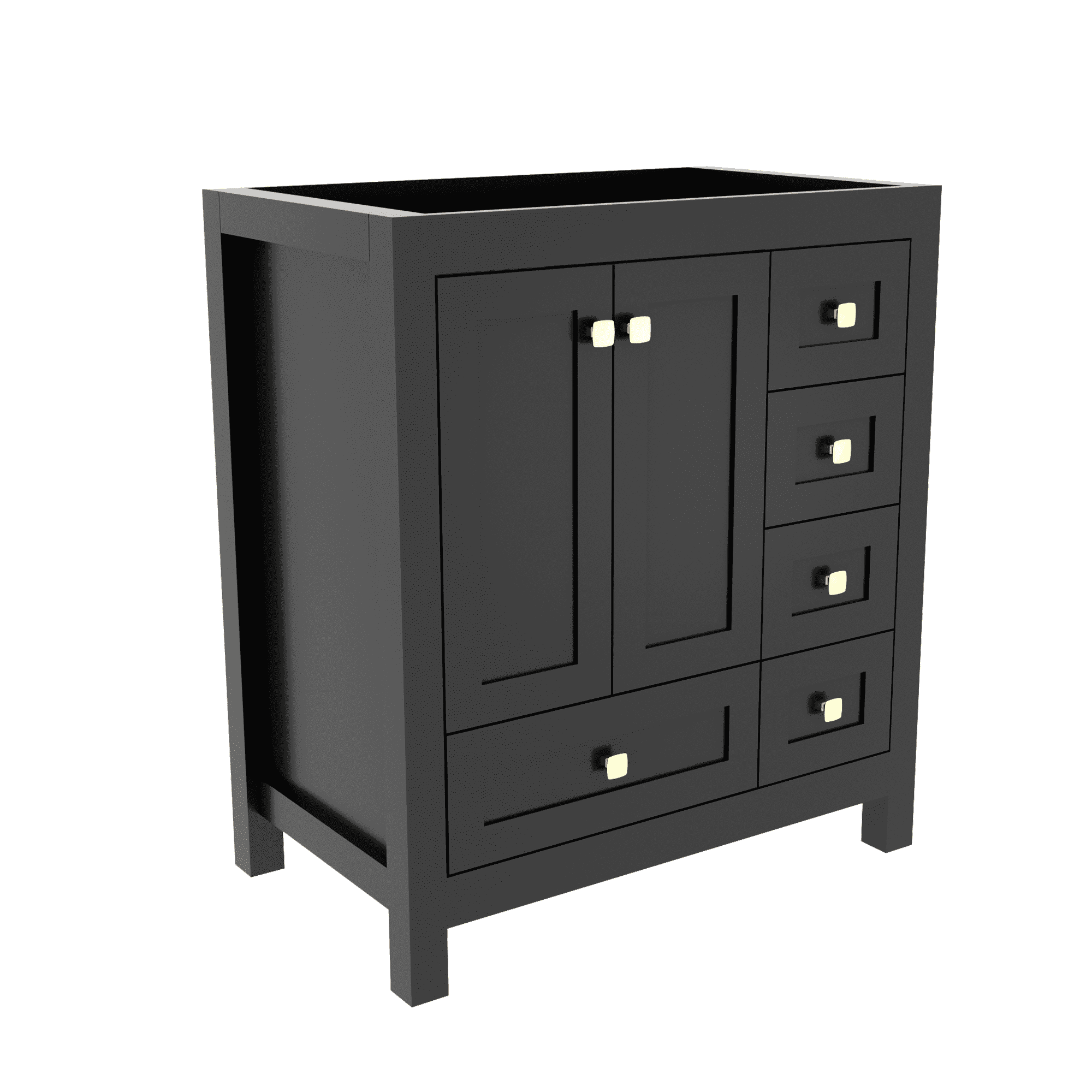 30 Inch Black Single Bathroom Vanity Base with Storage