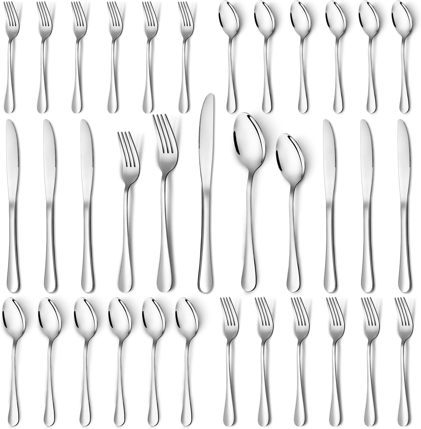 30-Piece Polished Stainless Steel Flatware Set for 6