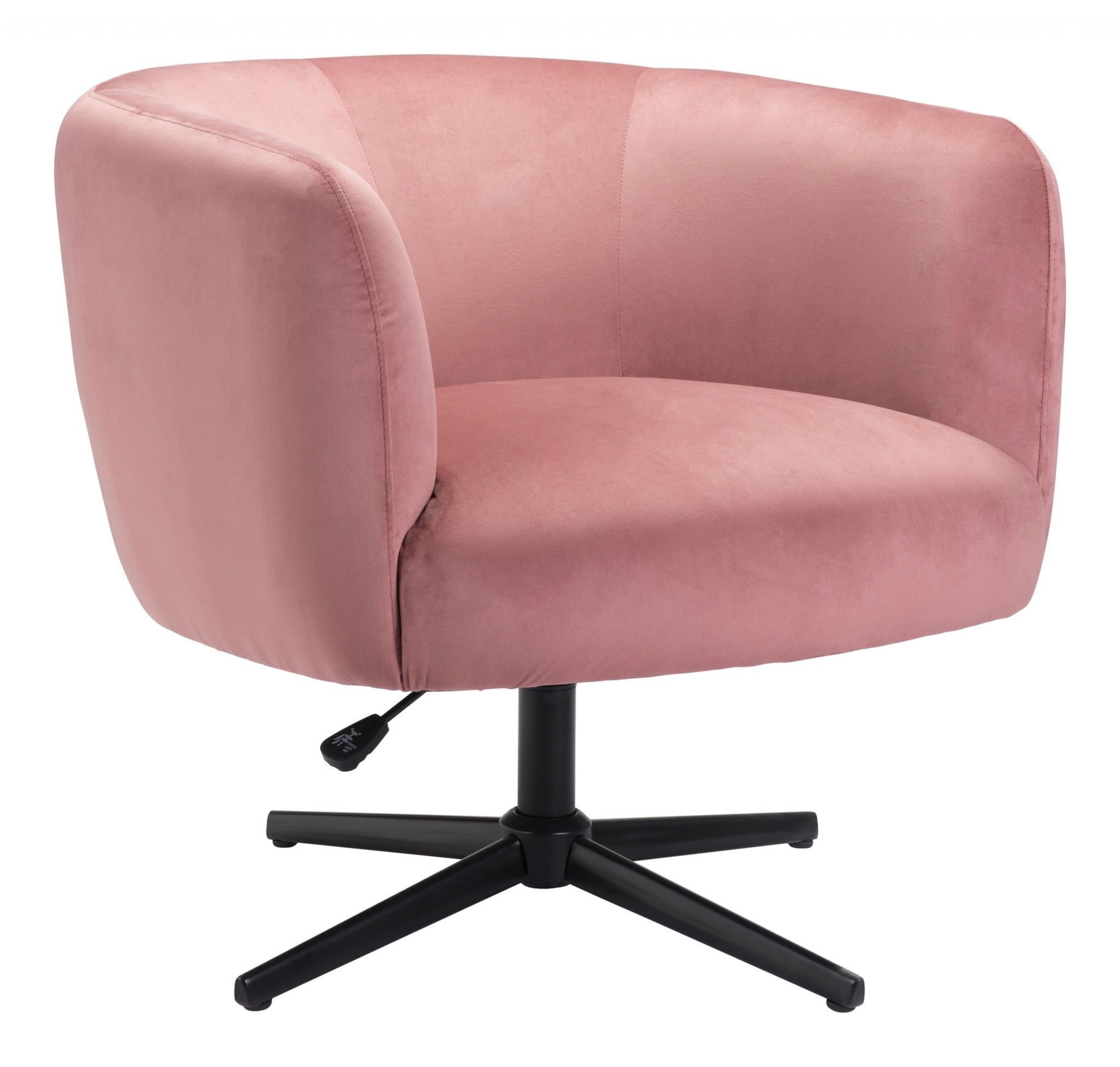 Glamorous Pink and Black Velvet 30" Swivel Barrel Chair