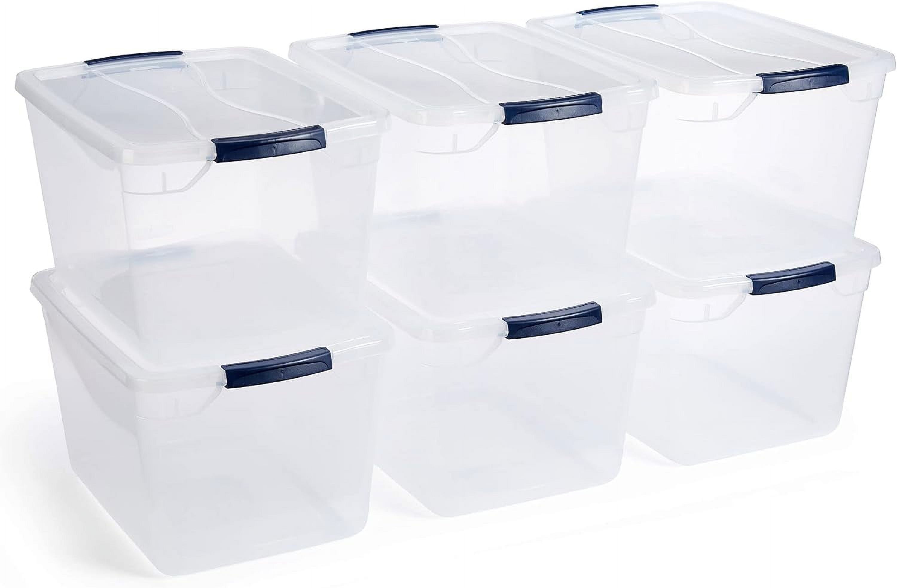 Clear 30 Quart Stackable Plastic Storage Bins with Lids, Pack of 6