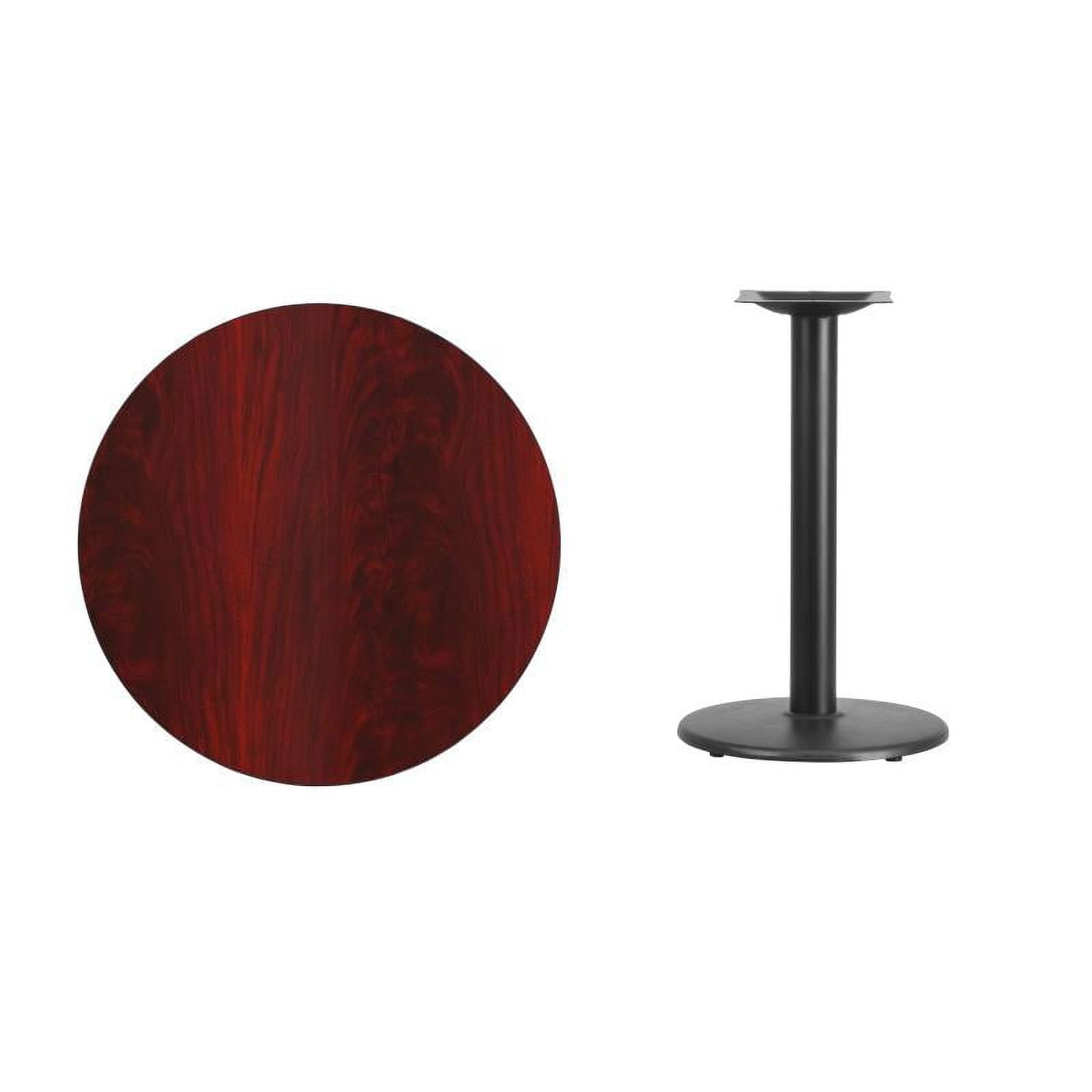 Elegant 30" Round Mahogany Laminate Dining Table with Cast Iron Base