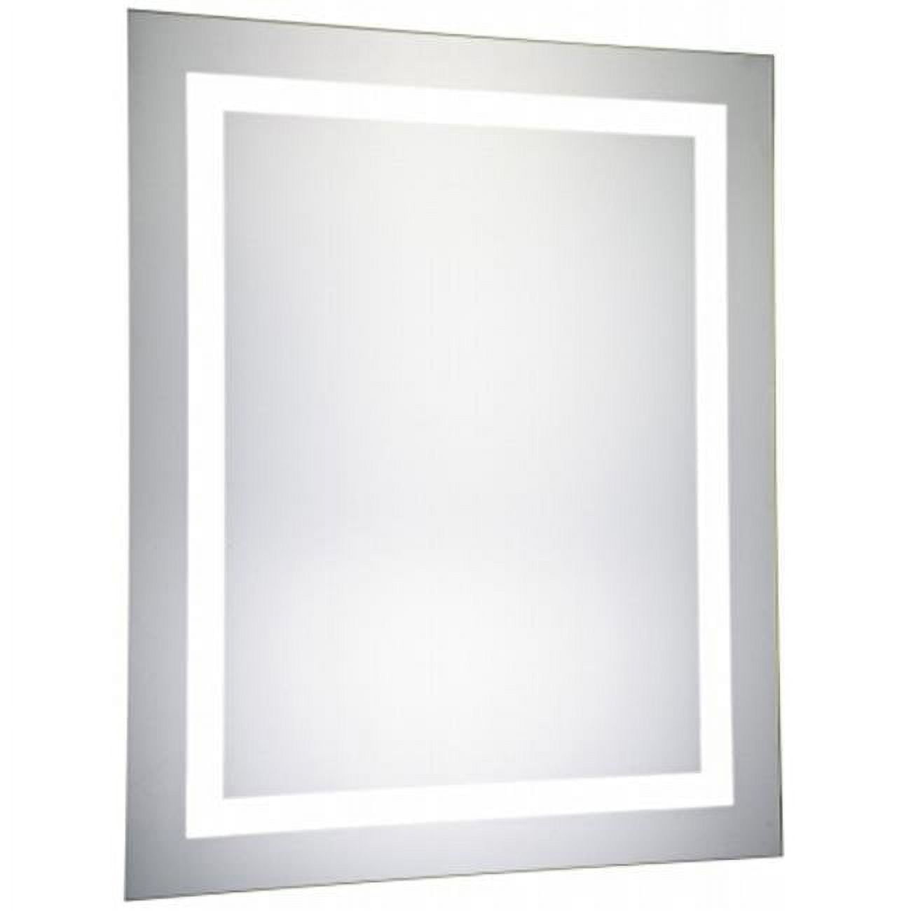 Glossy White Rectangular LED Vanity Mirror with Silver Accents