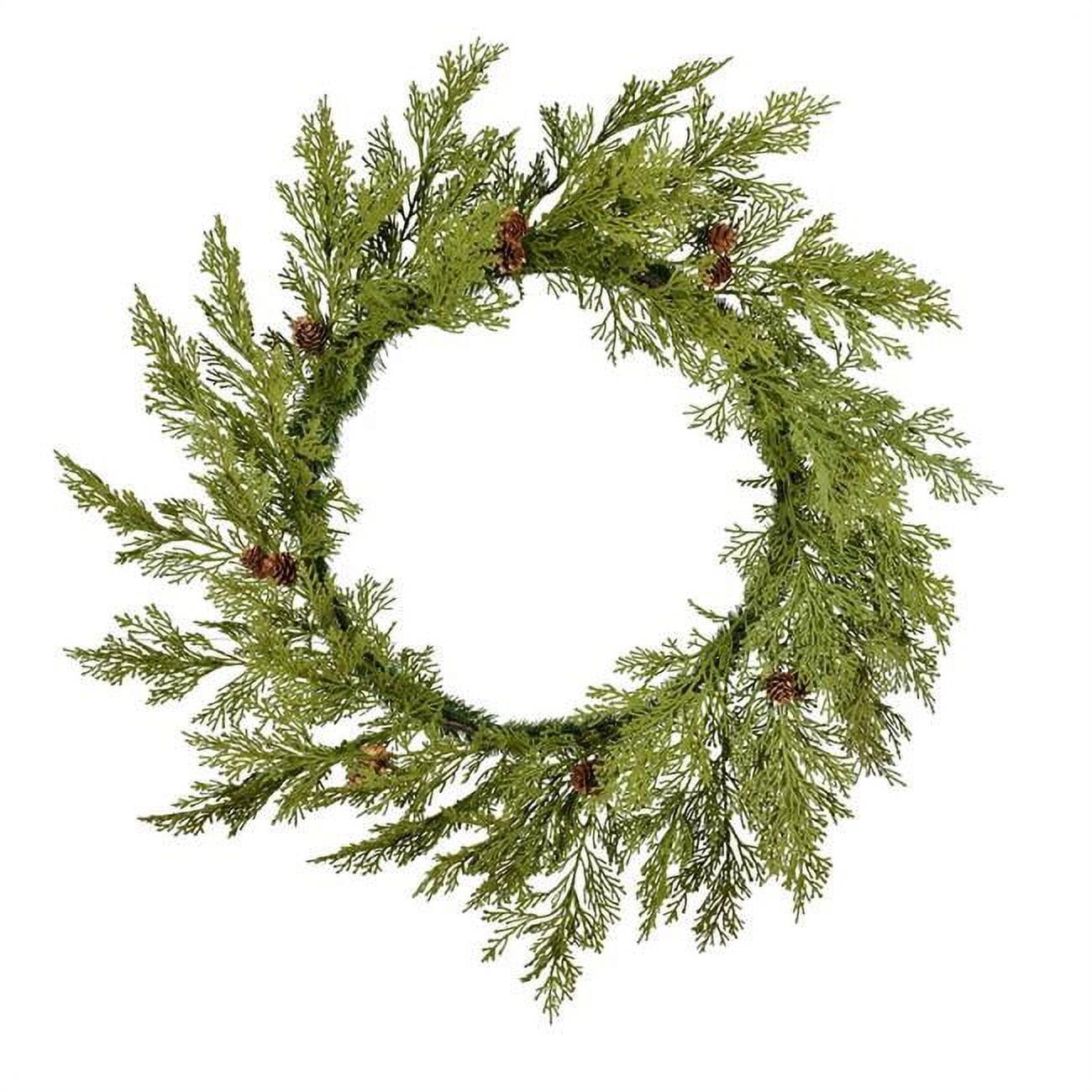 23" Green Pine Cone Ribbon Artificial Christmas Wreath