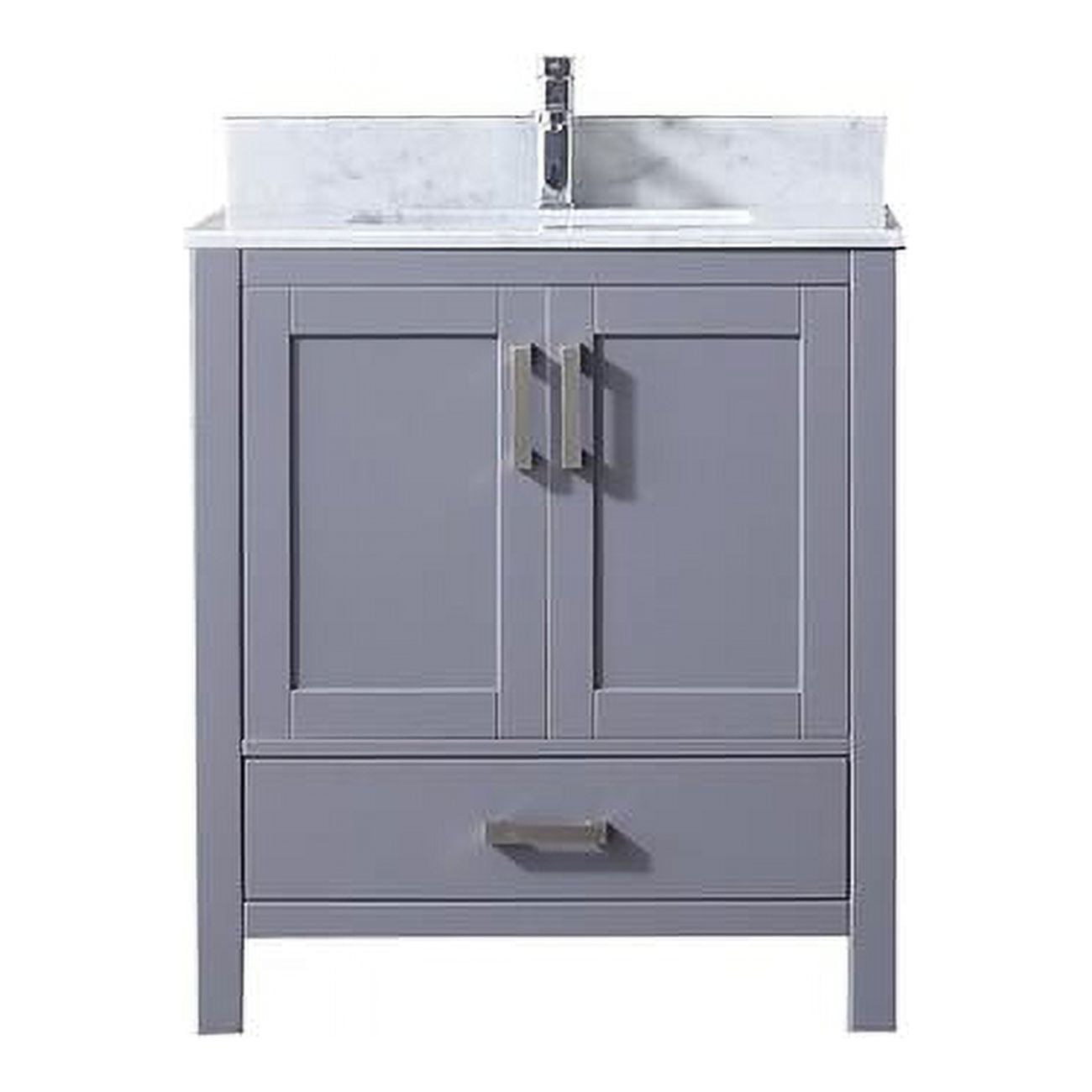 Sheffield 30" Dark Gray Solid Wood Bathroom Vanity with Marble Top