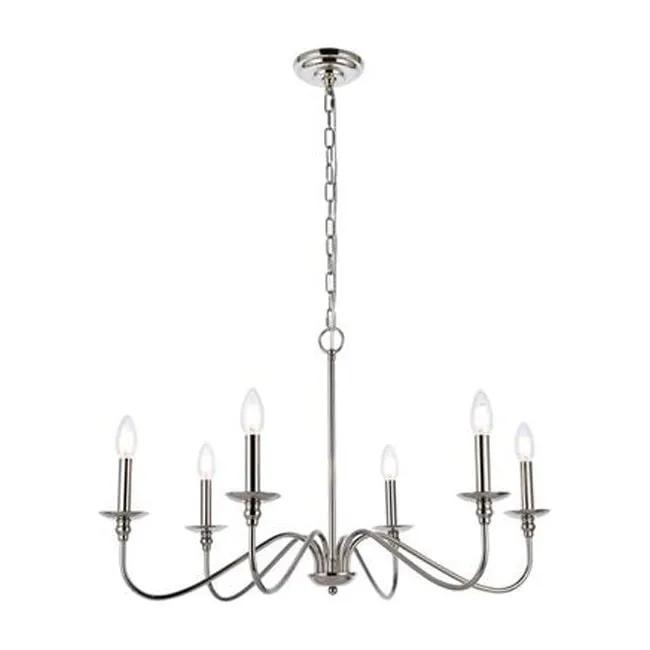 Rohan 30" Polished Nickel Iron Chandelier with Adjustable Height