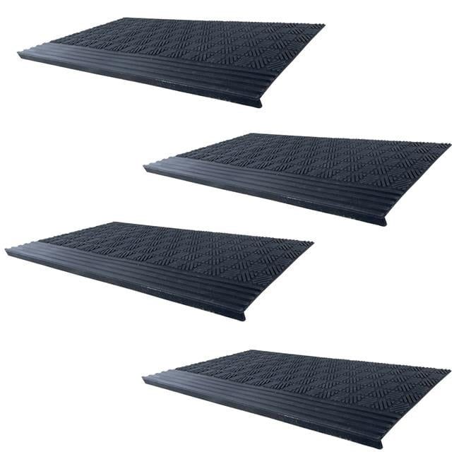 30 x 10 in. Dark Rubber Bull Nose Stair Tread Set, 4 Piece