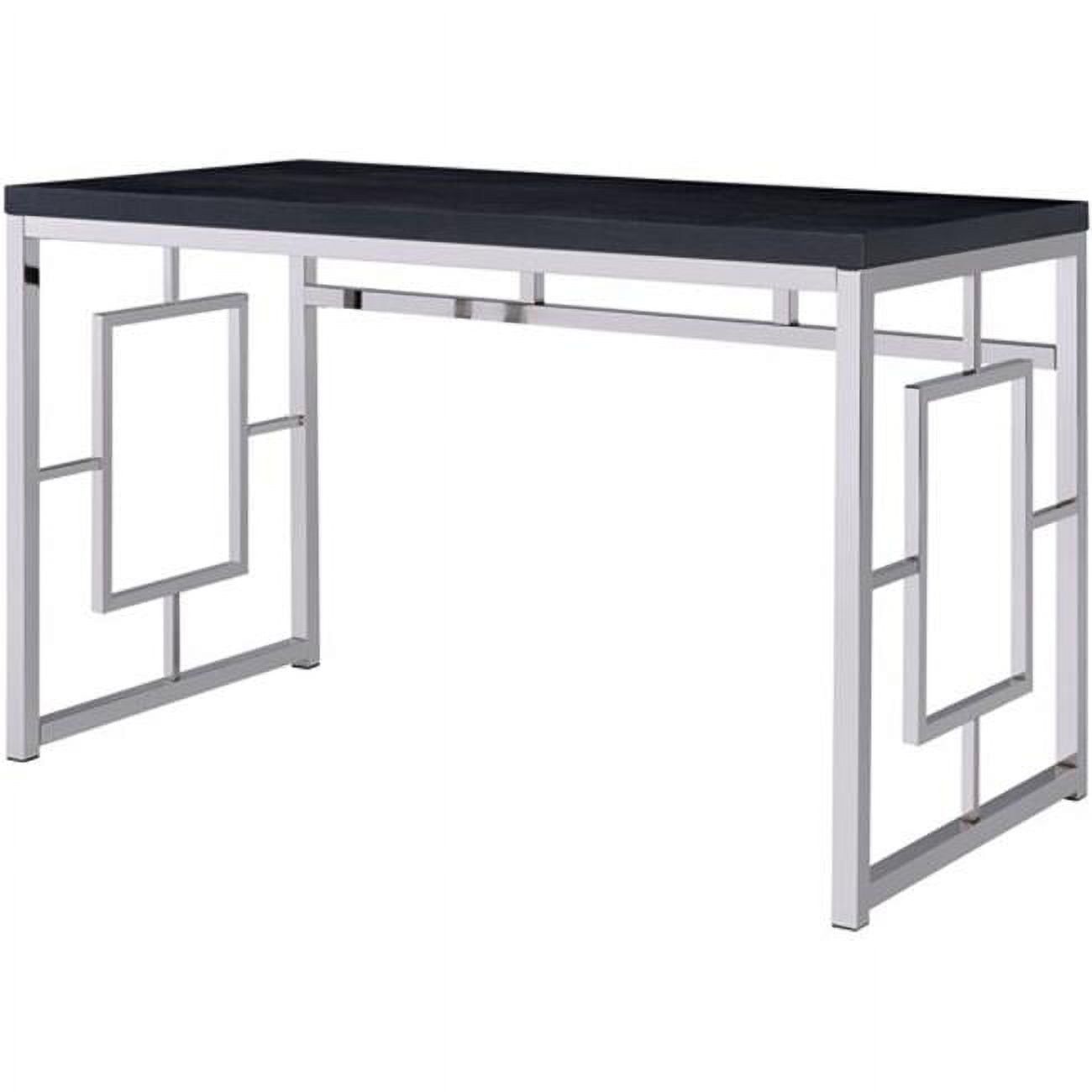 Cappuccino Faux Wood and Chrome Geometric Desk