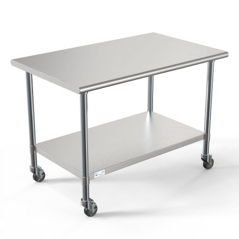 Sleek 30" x 48" Stainless Steel Multipurpose Work Table with Casters