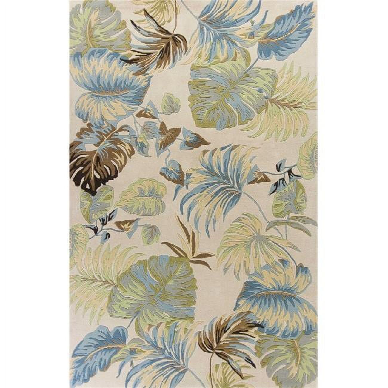 Elegant Ivory & Blue Hand-Tufted Wool Area Rug, 30" x 50"