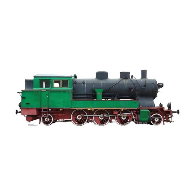 Green and Red Steam Locomotive Cardboard Standup 30 x 88 Inches