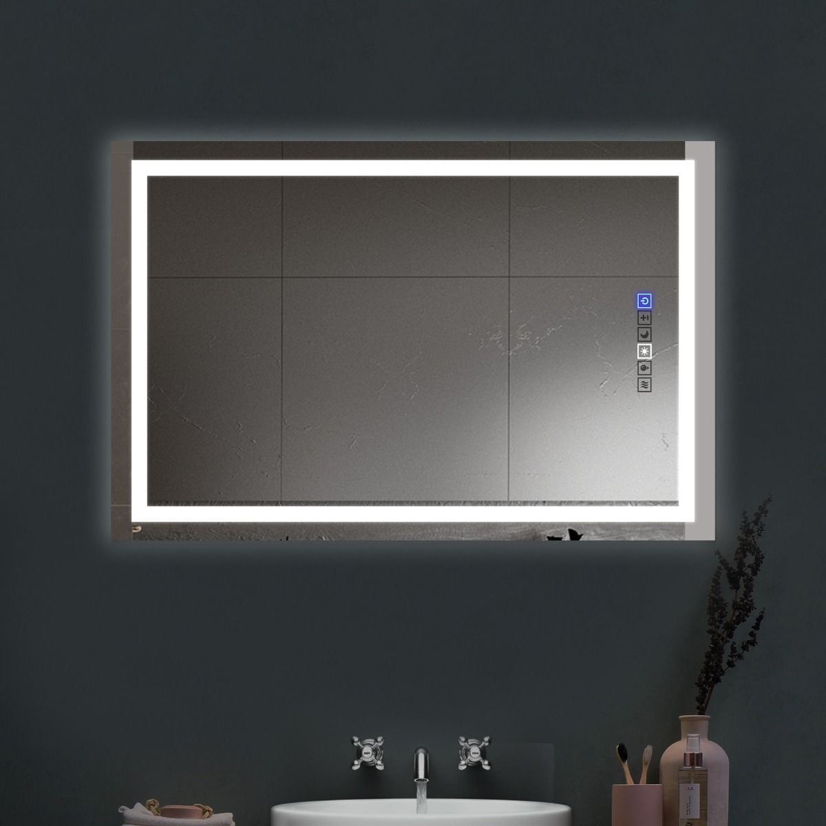 30" x 40" Frameless Polished LED Lighted Bathroom Mirror