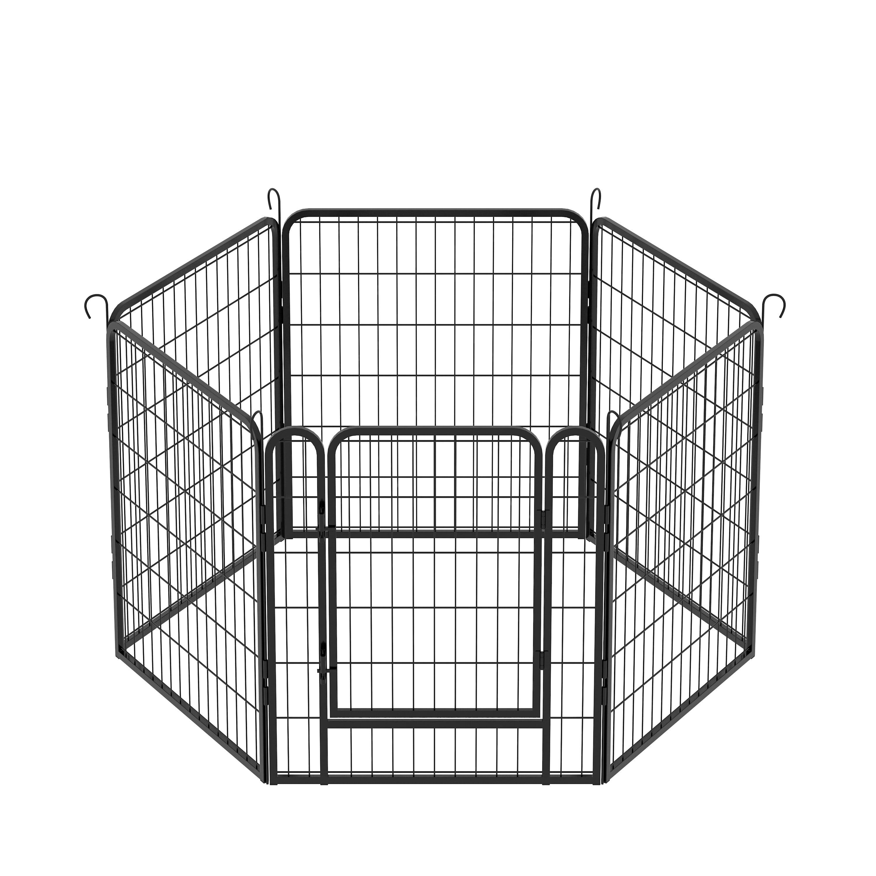 31.7" Black Heavy Duty Metal Pet Playpen with Door