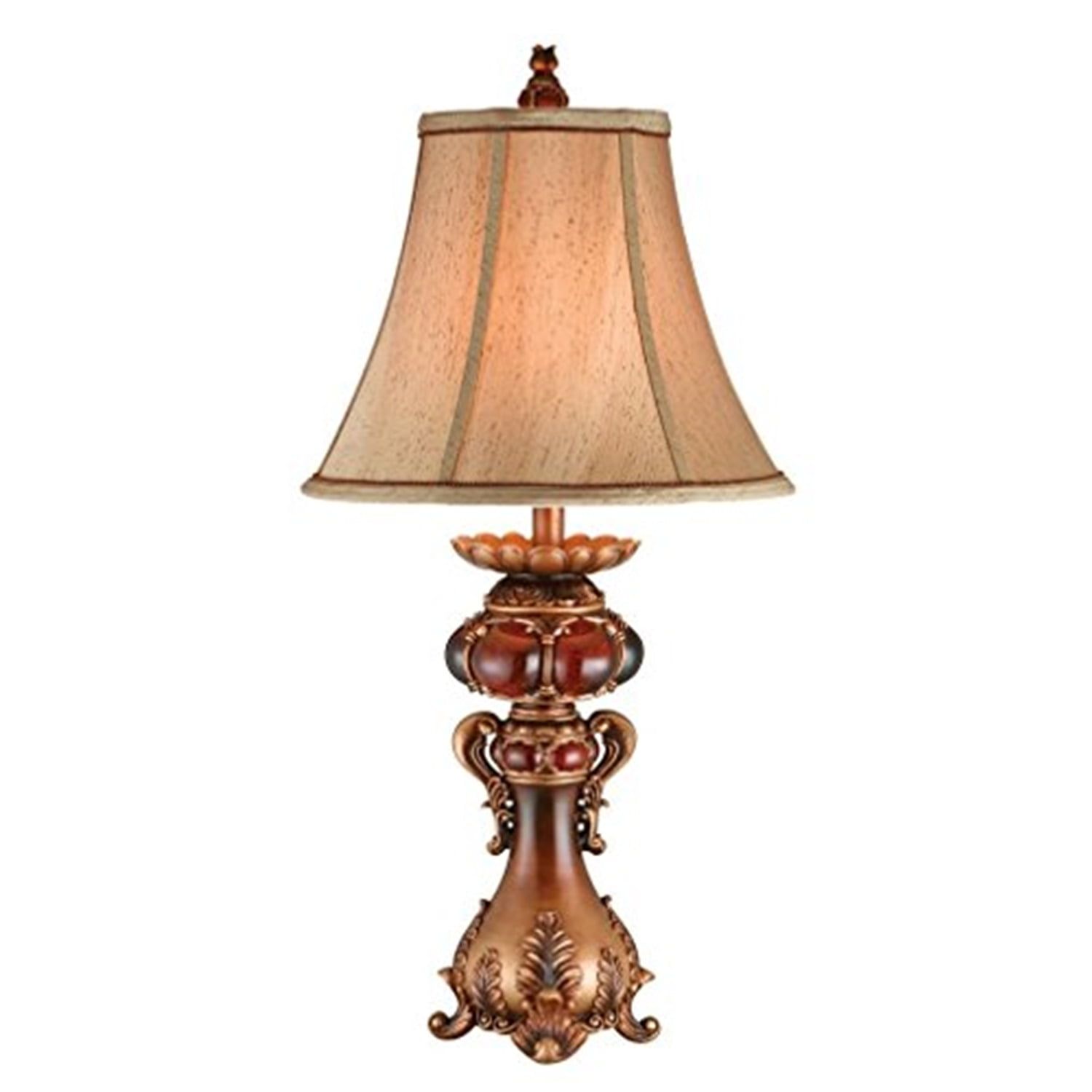 Antique Bronze and Ruby 31" Table Lamp with Bell Shade