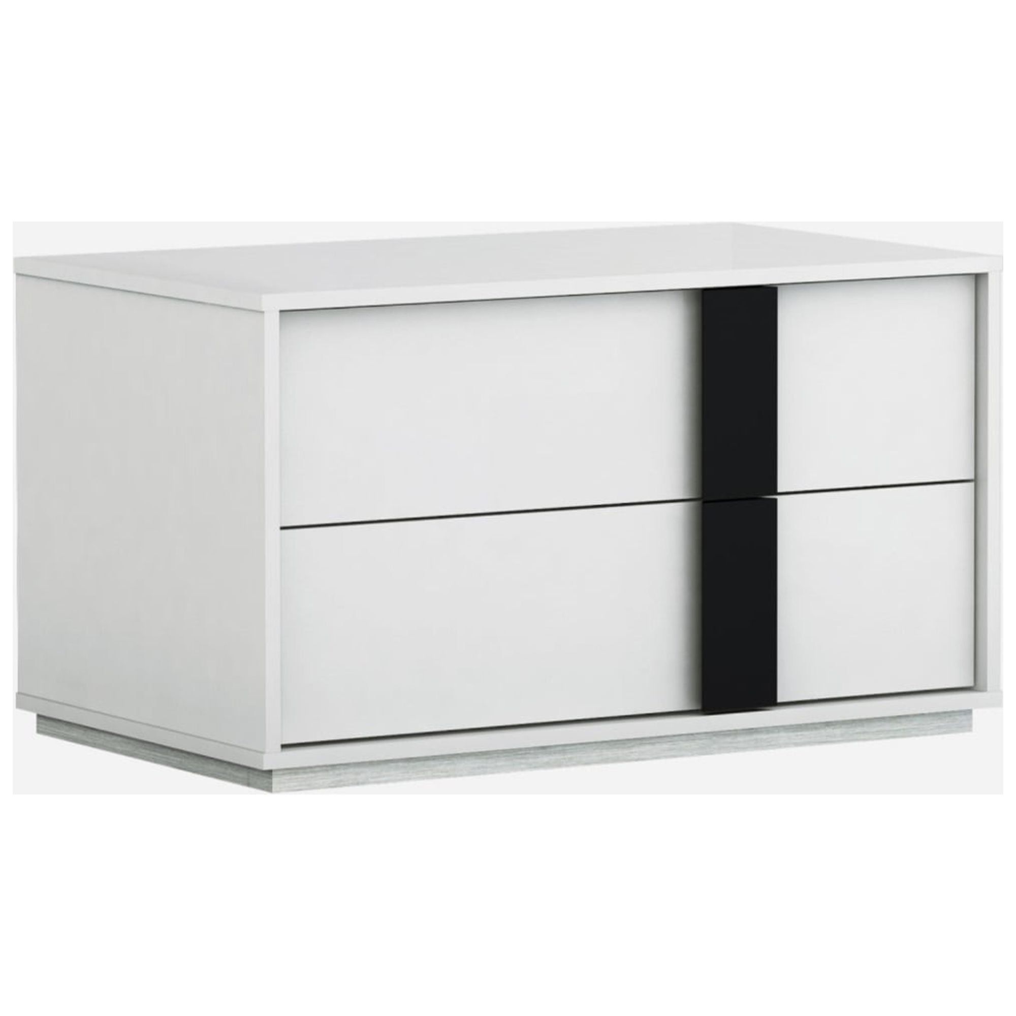 White Gloss Contemporary 2-Drawer Nightstand