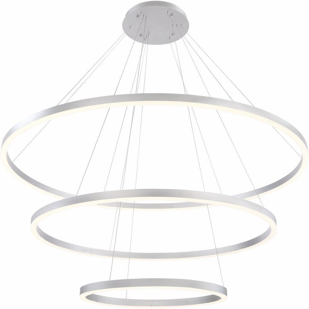 Silver Three-Tier LED Chandelier with Opal Diffused Shades