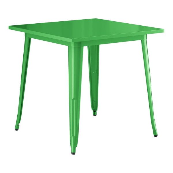 32'' Square Green Metal Indoor-Outdoor Dining Table