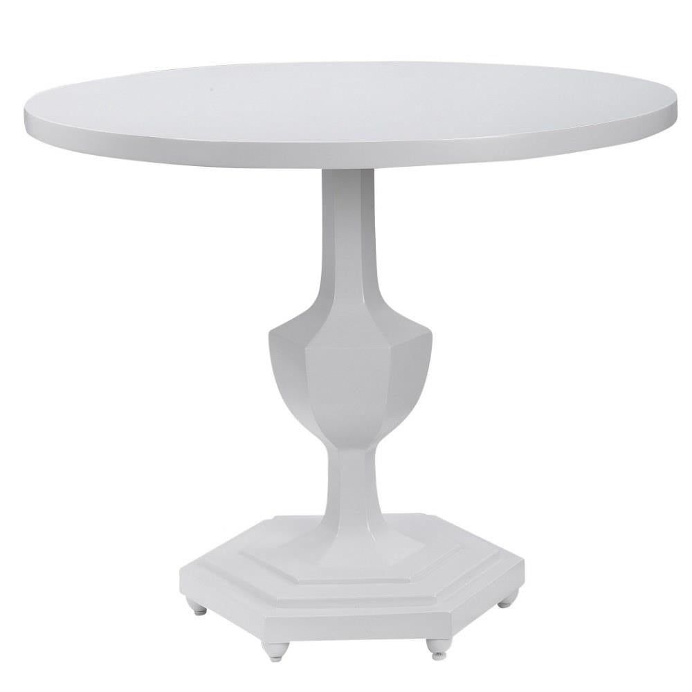 32-Inch Gloss White Round Wood Foyer Table