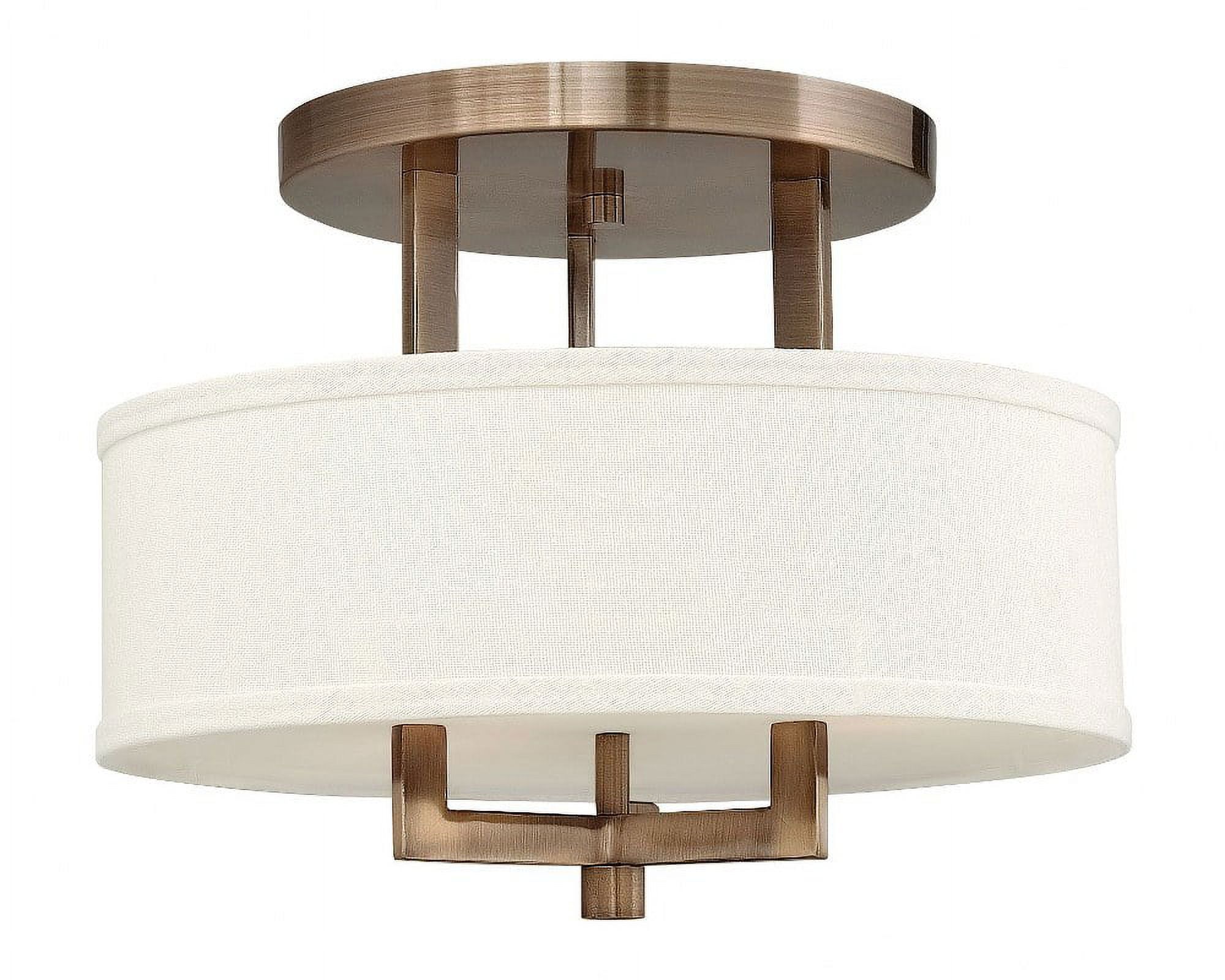 Hampton 3-Light Transitional Semi-Flush Mount in Brushed Bronze