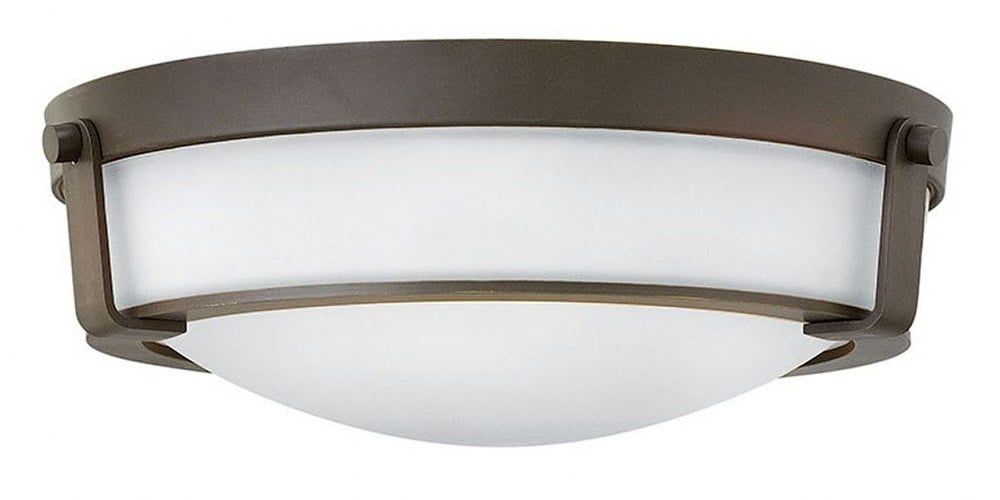 Hathaway Olde Bronze Etched White LED Flush Mount Light