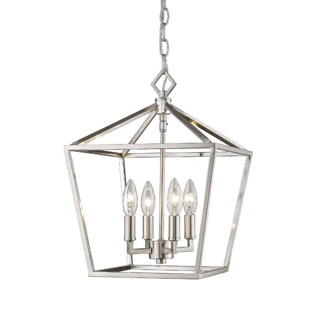 Ritner Satin Nickel 4-Light 18" Pendant with Glass Accents