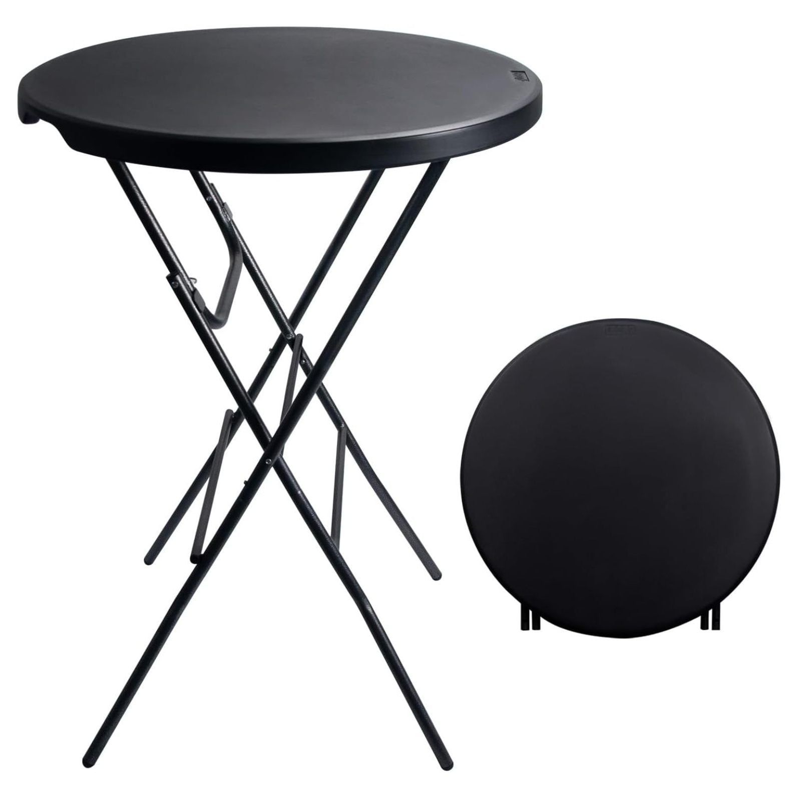 32in Black Round Folding High Top Cocktail Table