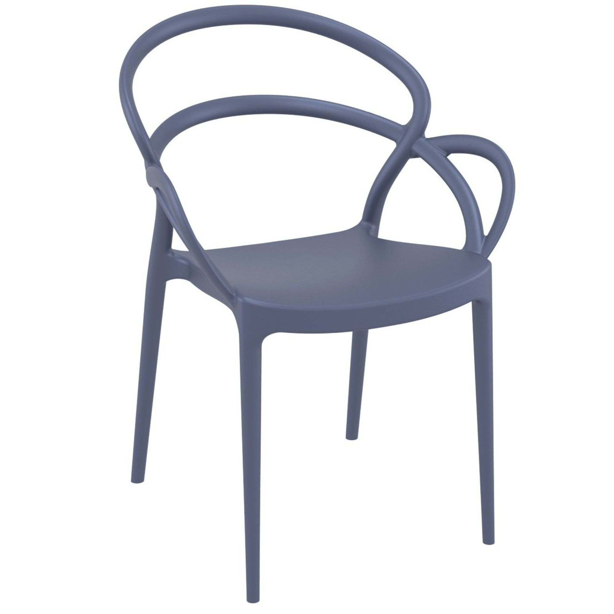 Modern 33" Gray Resin Round Dining Armchair