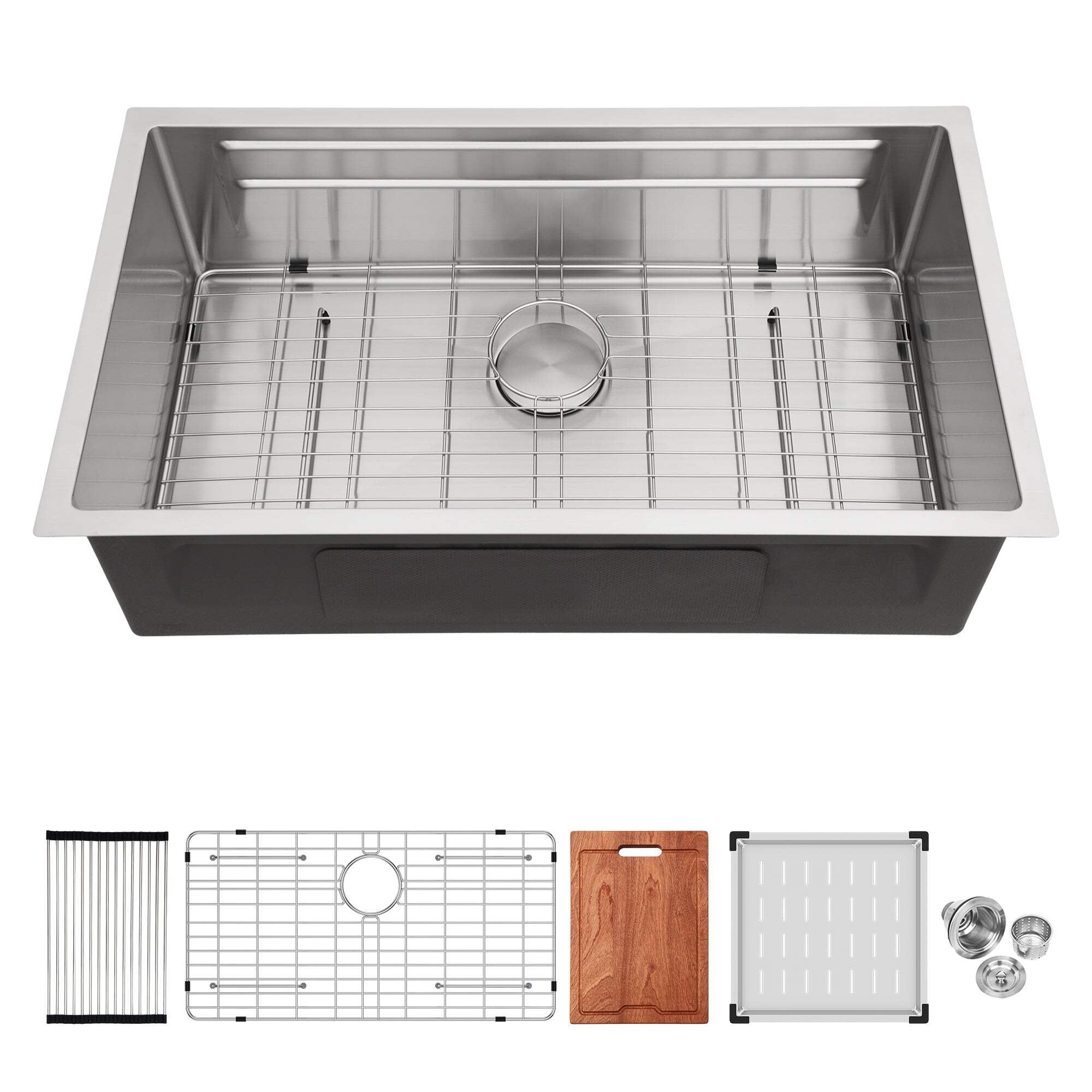 33'' Brushed Nickel Stainless Steel Undermount Workstation Sink