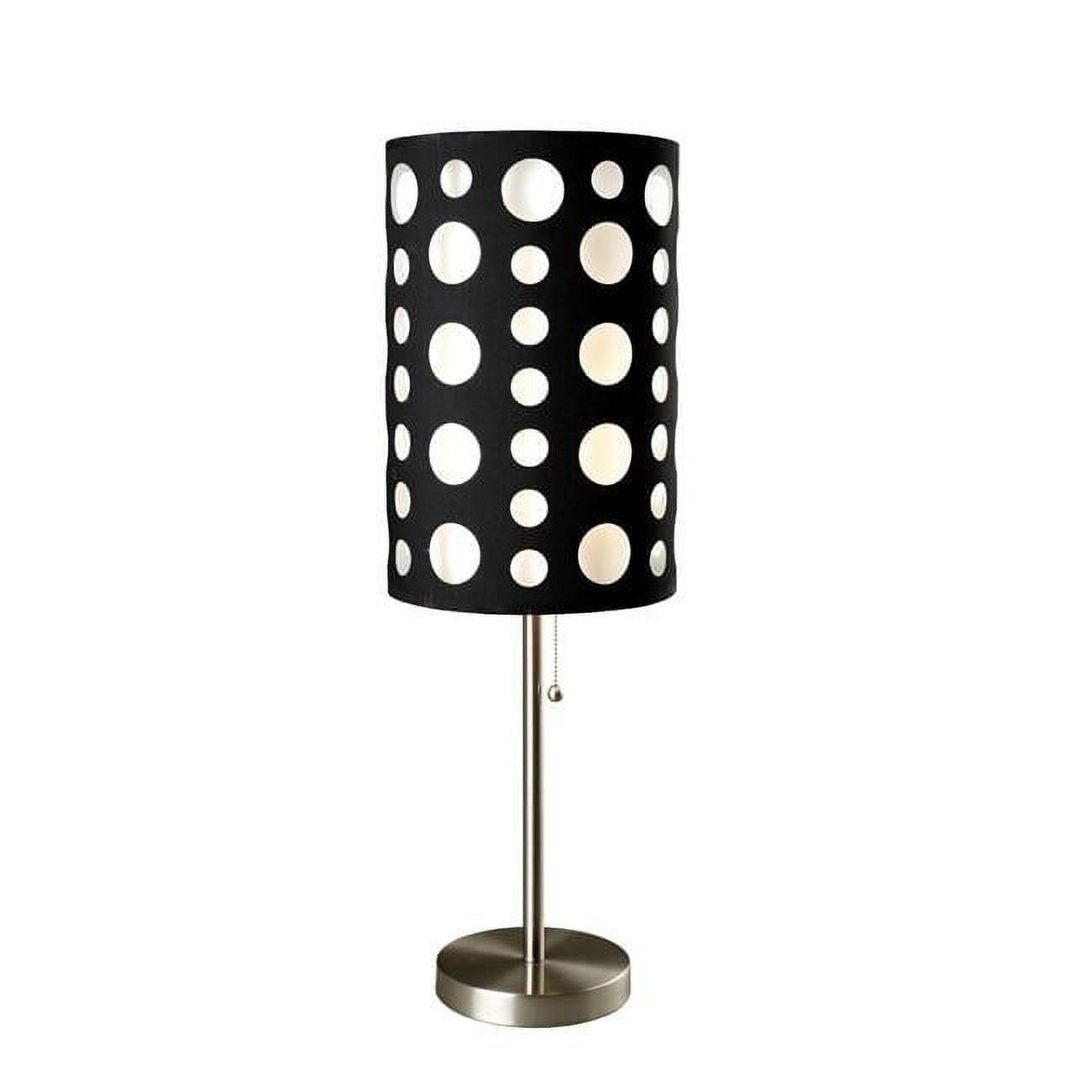 Edison 33" Black and White Steel Bedside Lamp with Drum Shade