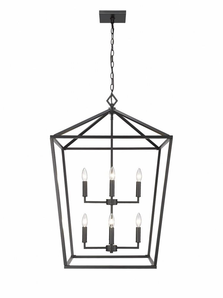 Matte Black 8-Light Incandescent Pendant, 36" Tall