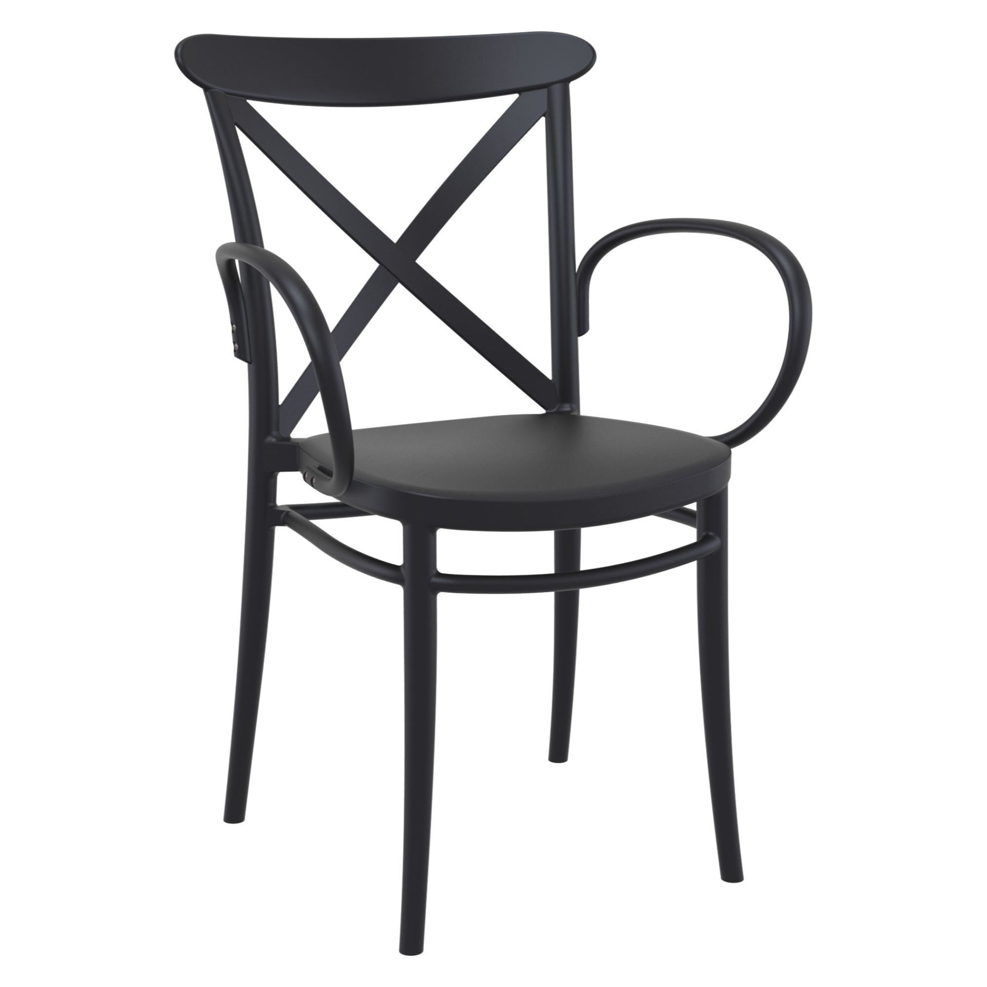 34.25" Black Marine-Grade Polypropylene Stackable Outdoor Dining Armchair