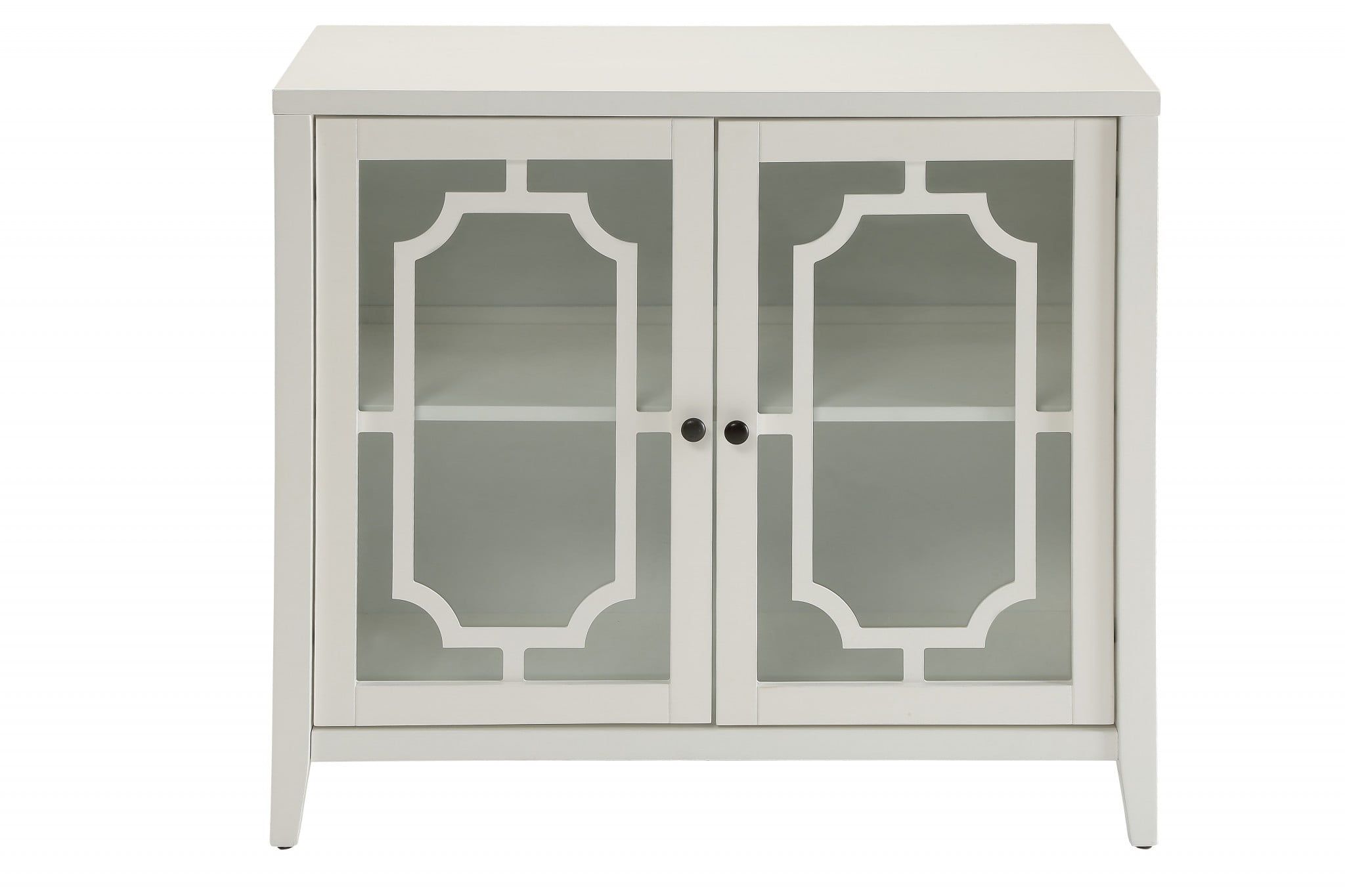 Elegant Off-White 34" MDF Bathroom Cabinet with Glass Door