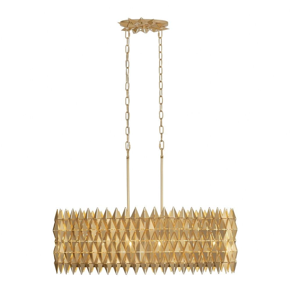 French Gold Steel 6-Light Linear Pendant