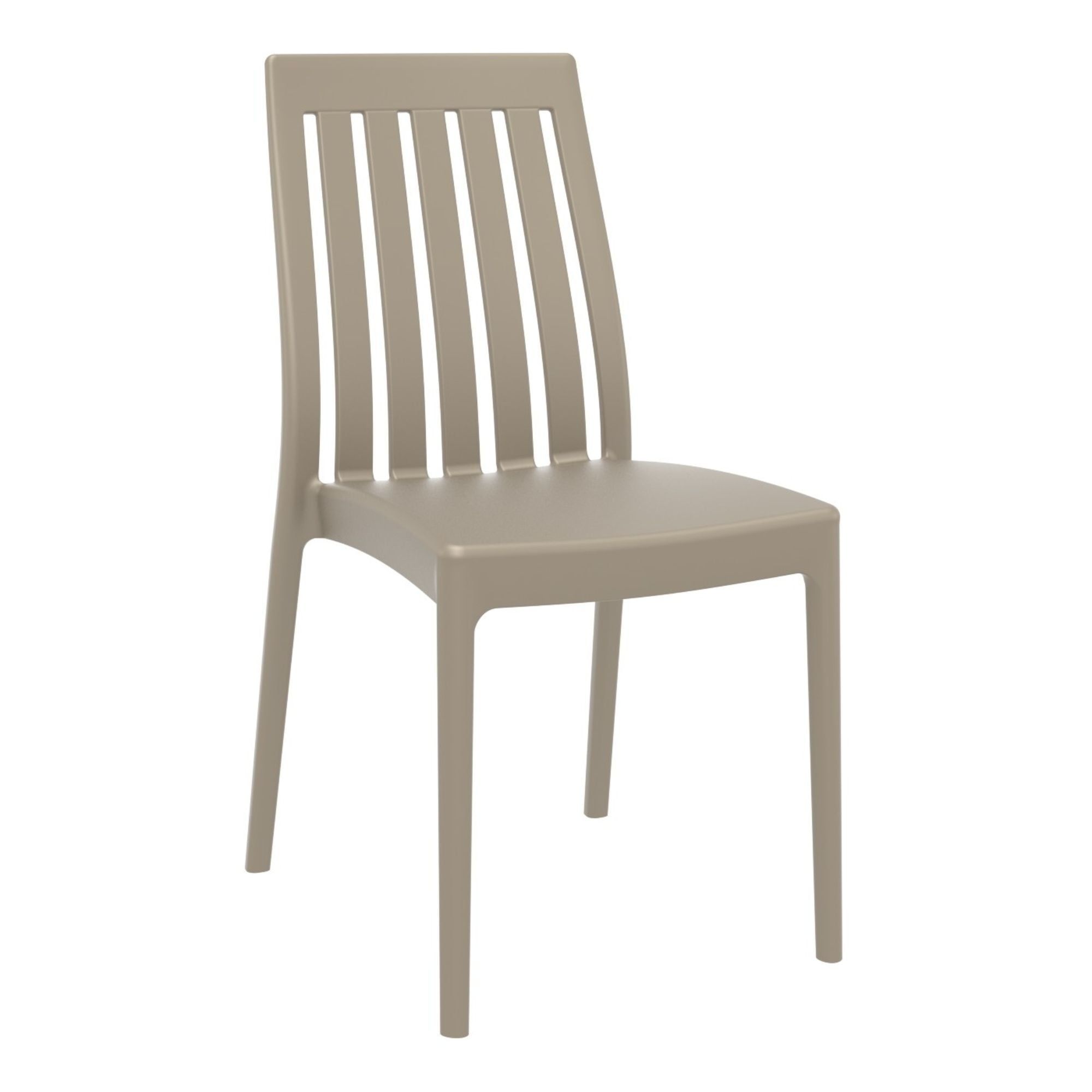 35" Taupe Brown Resin High Back Indoor/Outdoor Dining Chair