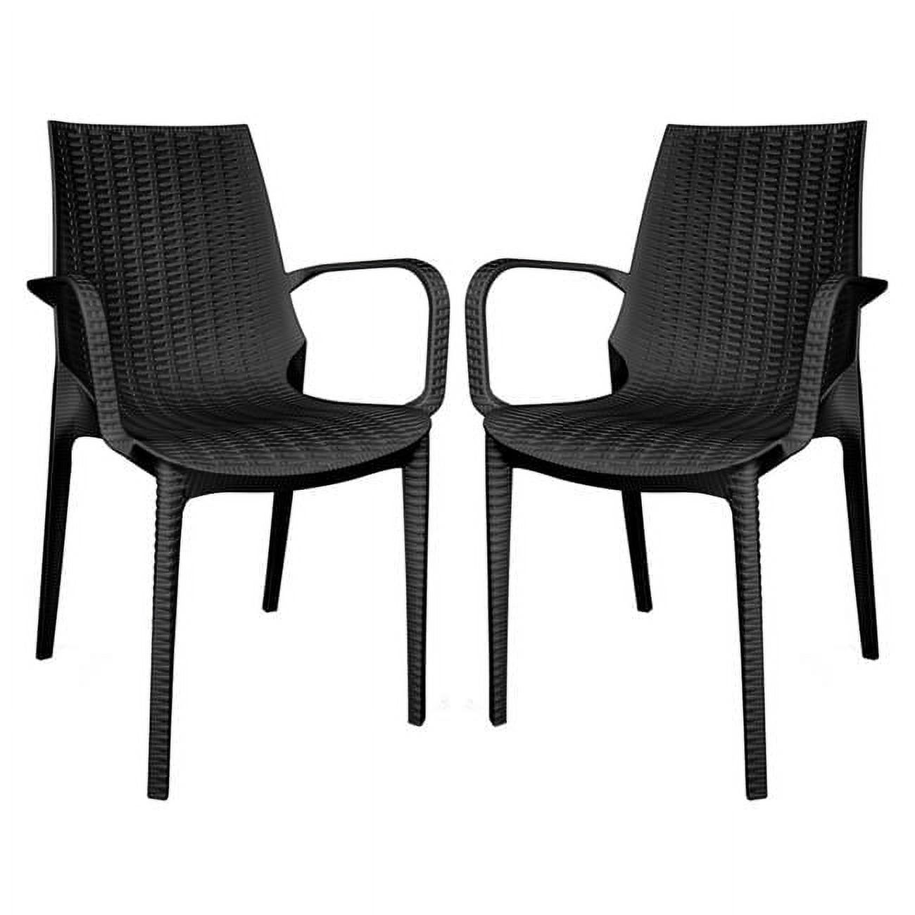 Kent 35'' Black Weave Design Polypropylene Outdoor Dining Chair - Set of 2